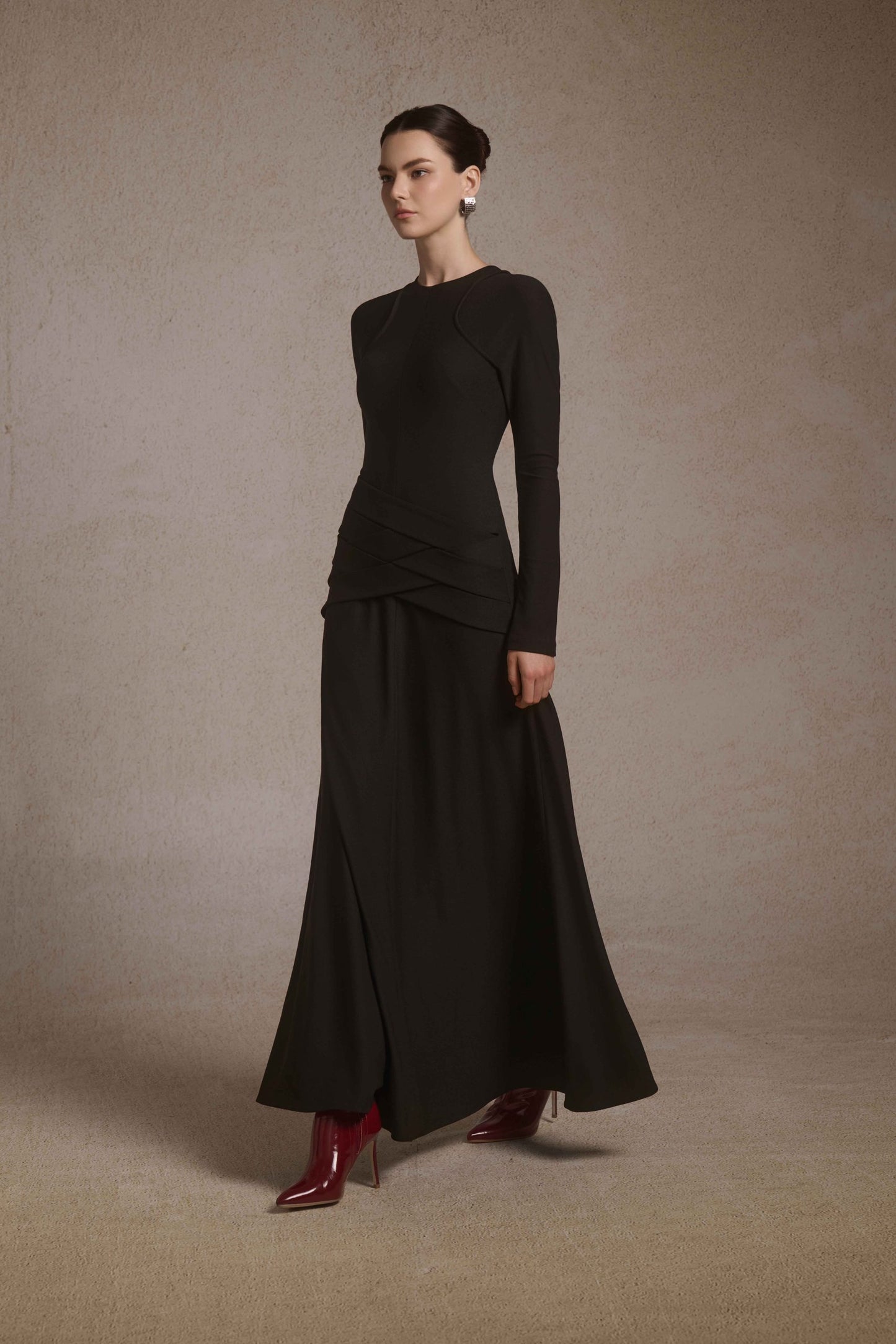 Nyra Lace-Up Midi in Black image 1