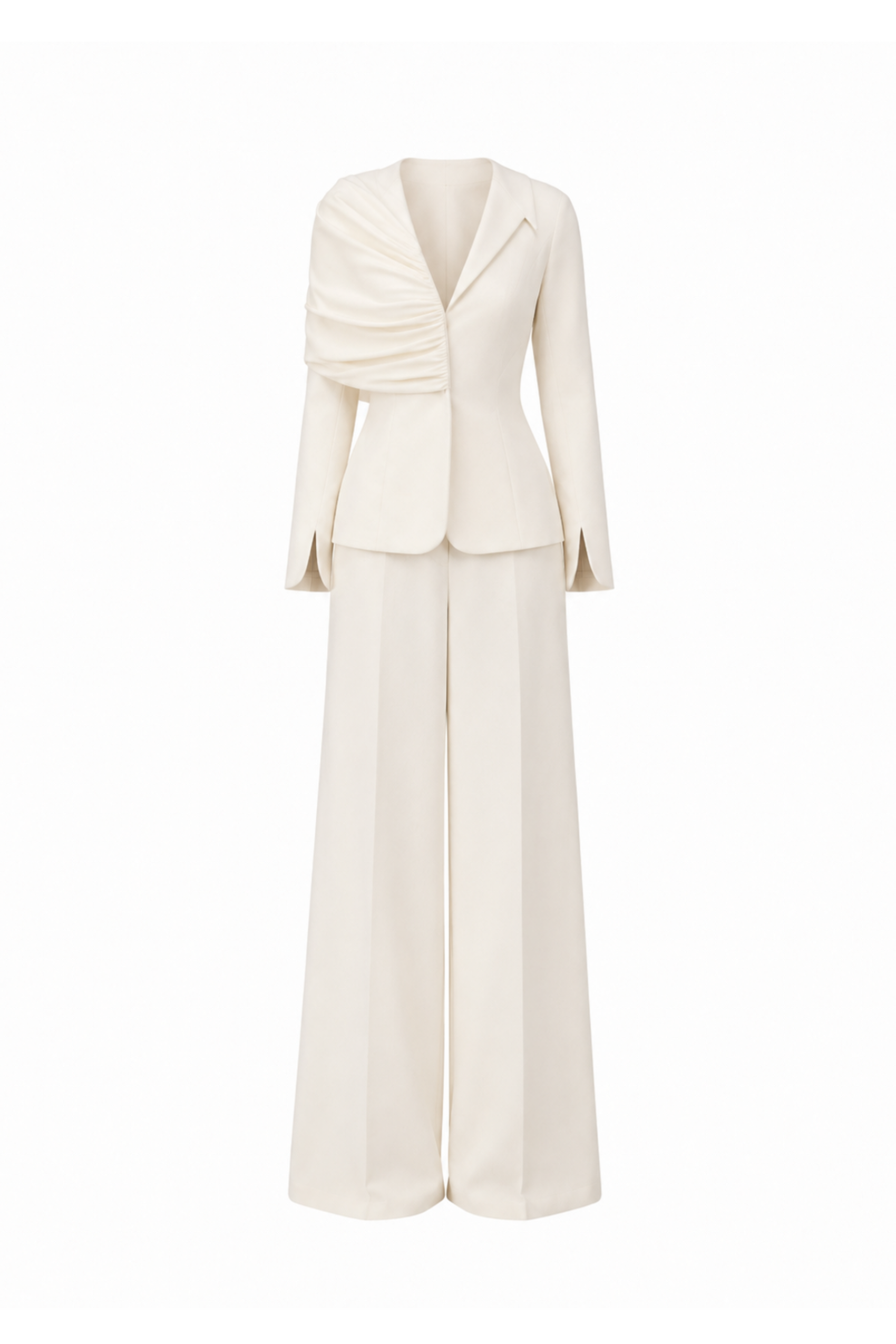 V-neck Draped Set (Blazer & Trousers)