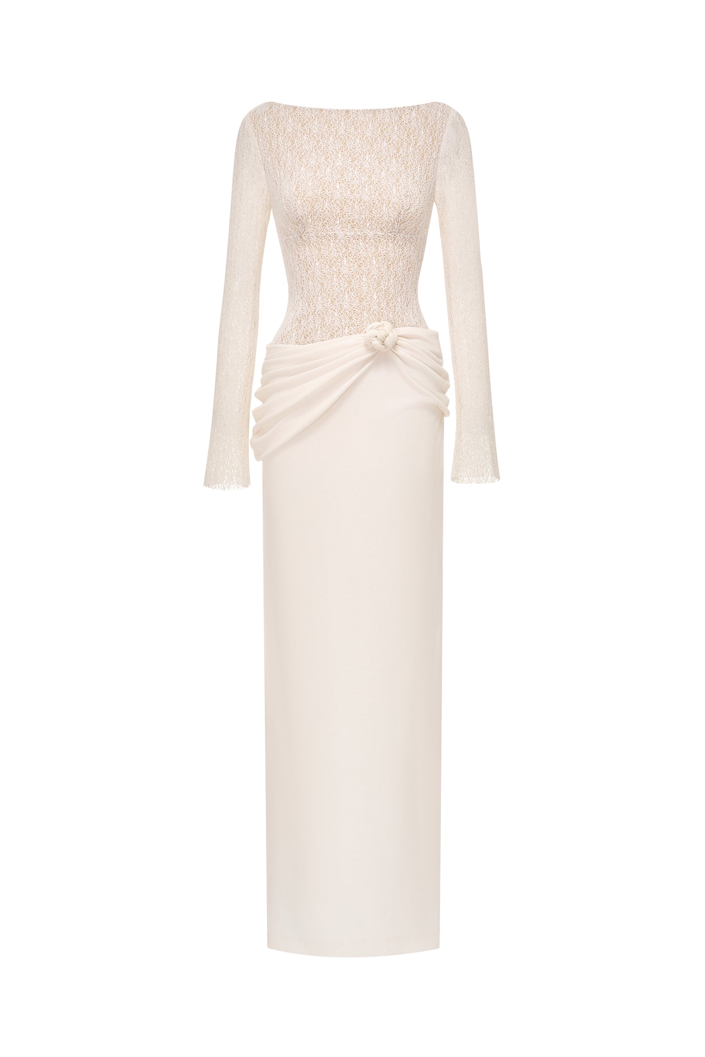 Draped Lace Pencil Dress