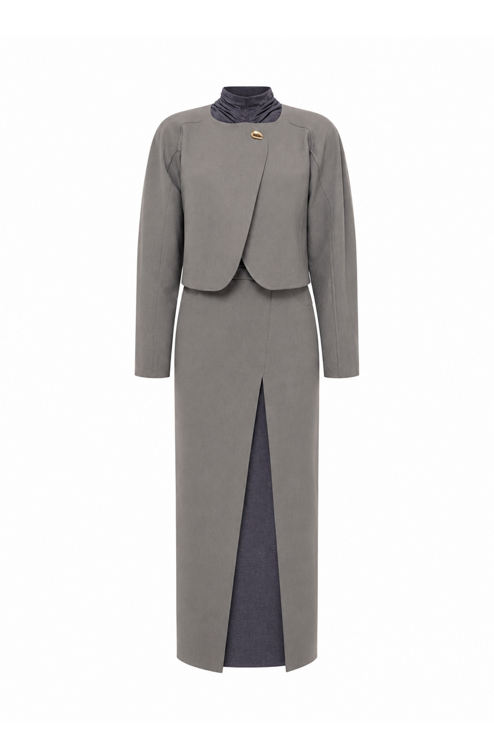 Solstice Cropped Jacket Set in Monument
