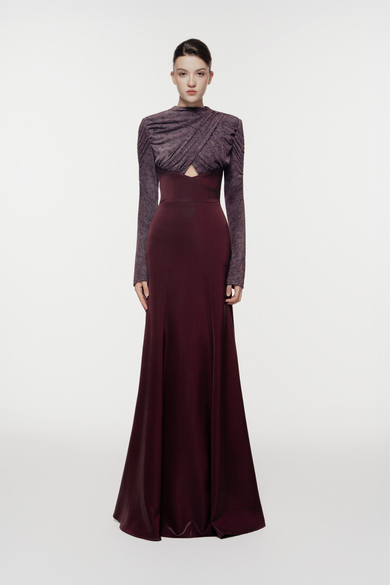 Cross-Draped Cut-Out Evening Gown