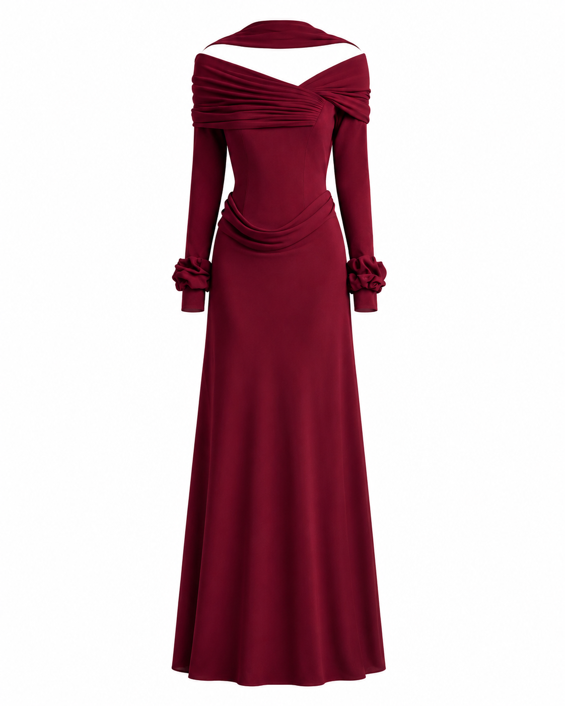 Silken Scarf Gown in Burgundy