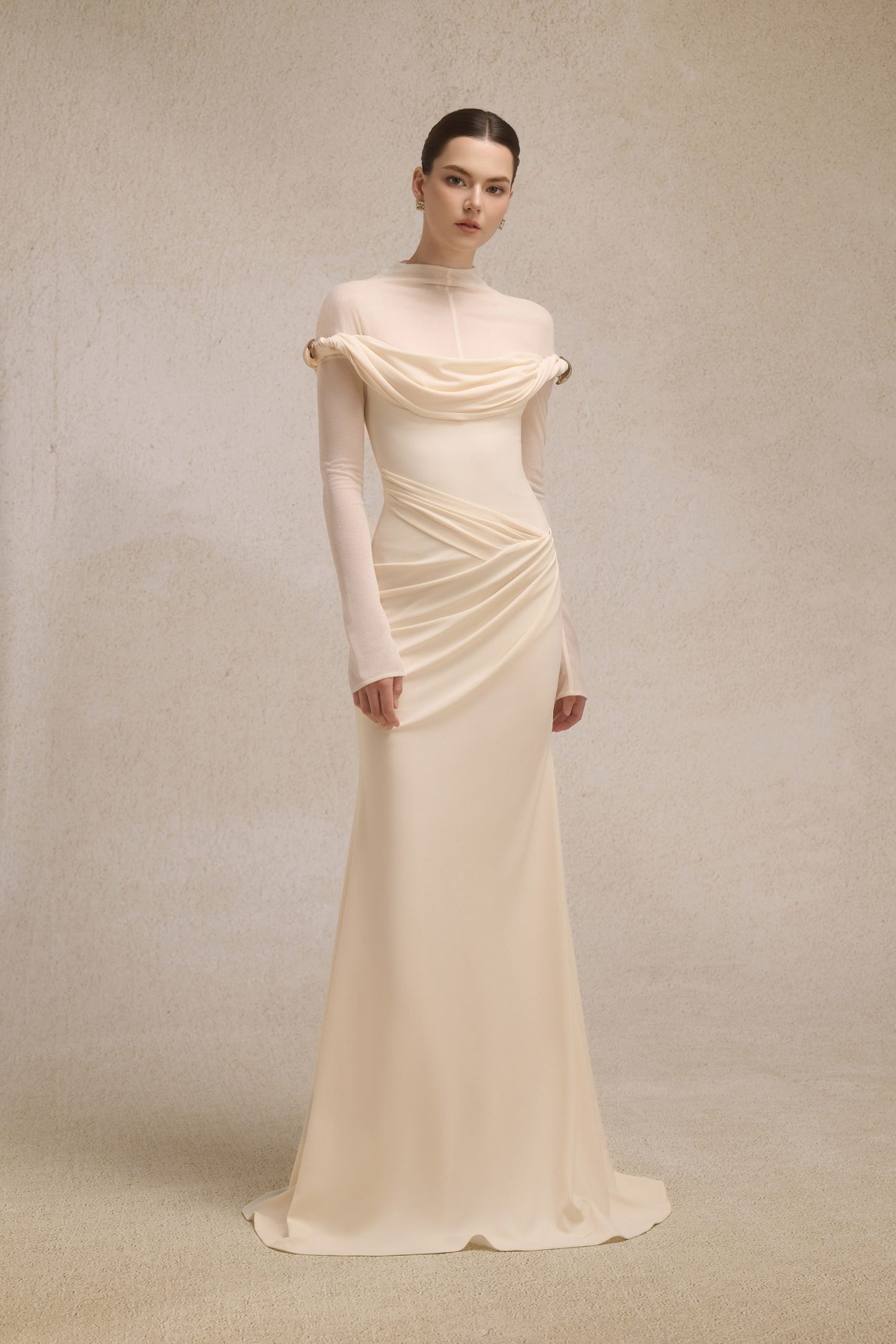 Selene Metal Twist Dress in Cream image 1