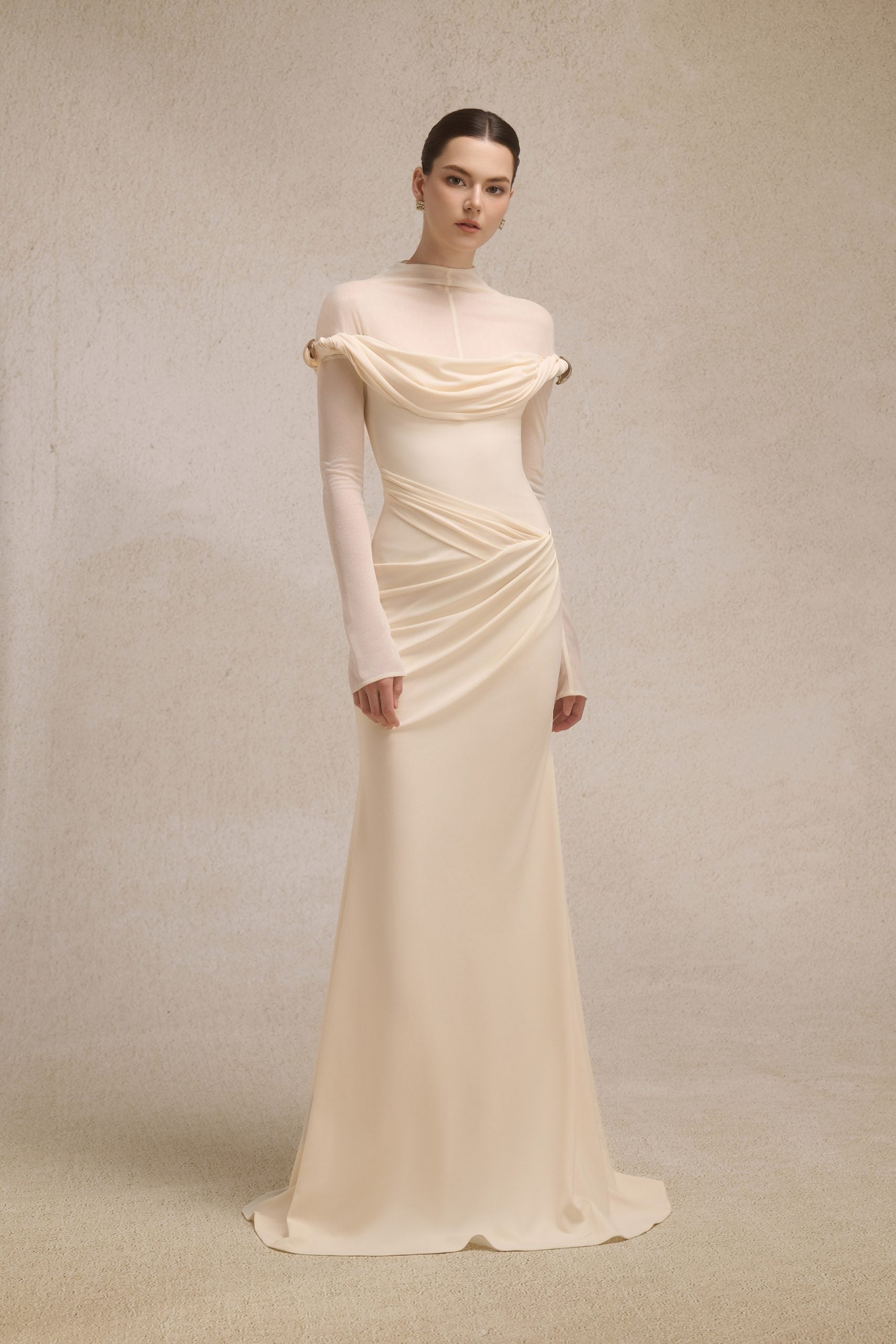Selene Metal Twist Dress in Cream image 1