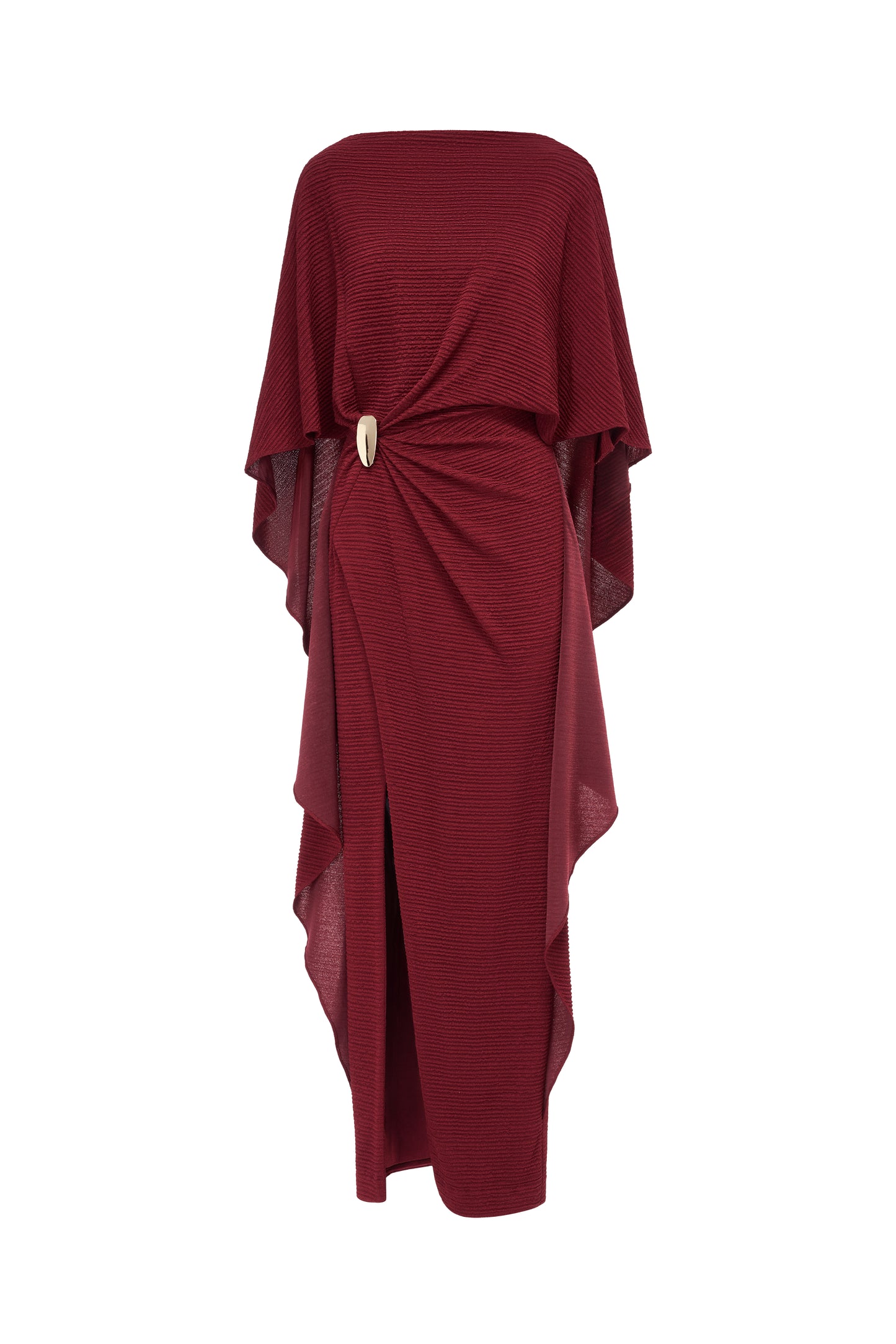 Draped Midi Dress with Metal Ring Detail
