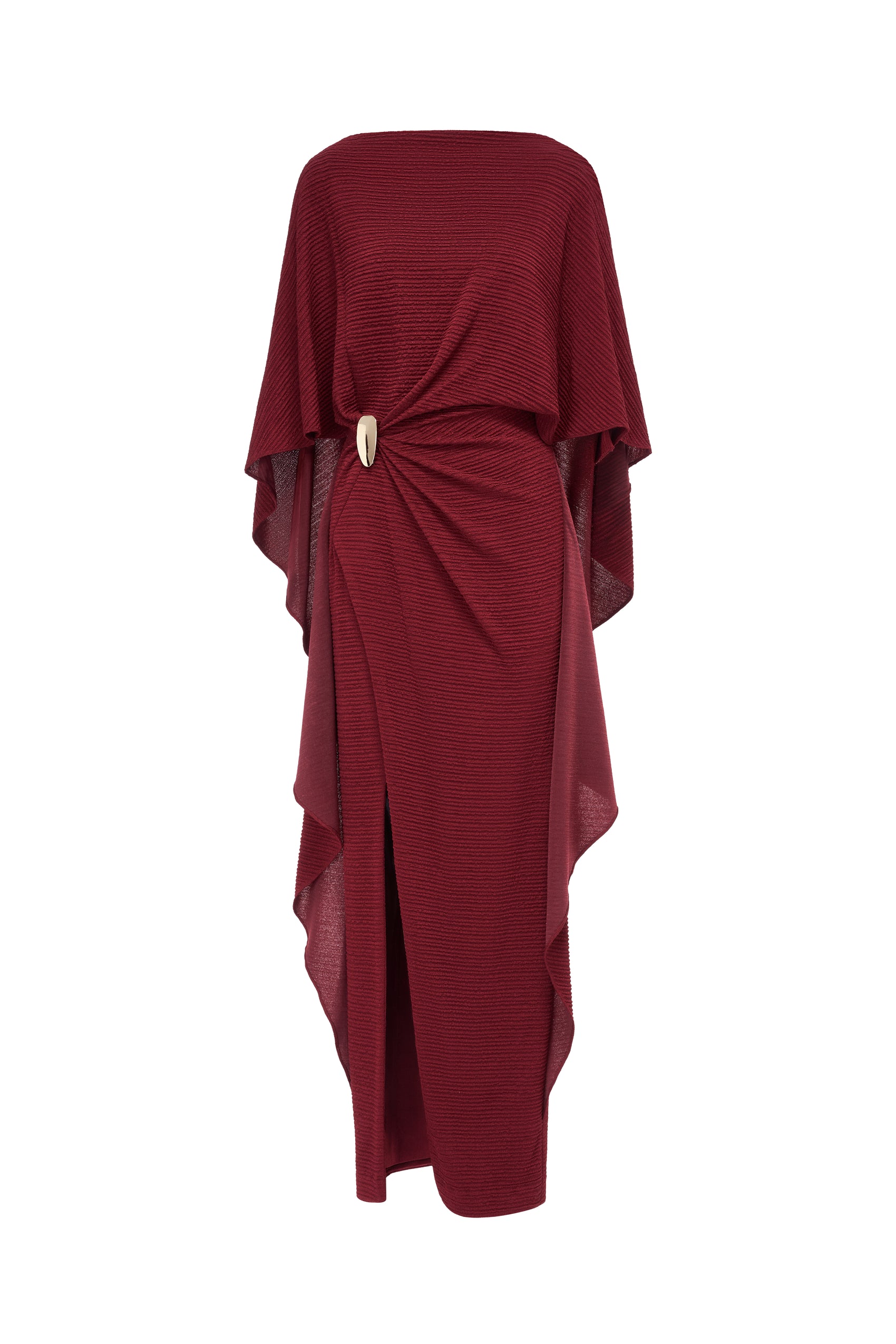 Draped Midi Dress with Metal Ring Detail