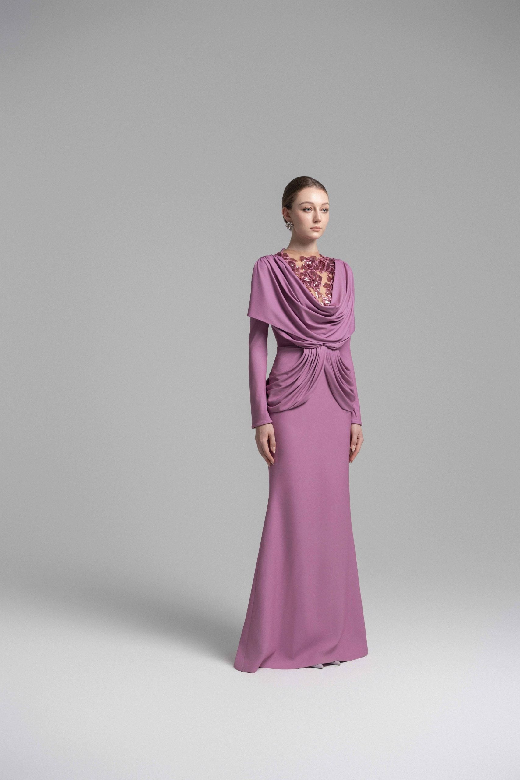 Ethereal Hooded Lace Evening Gown image 2