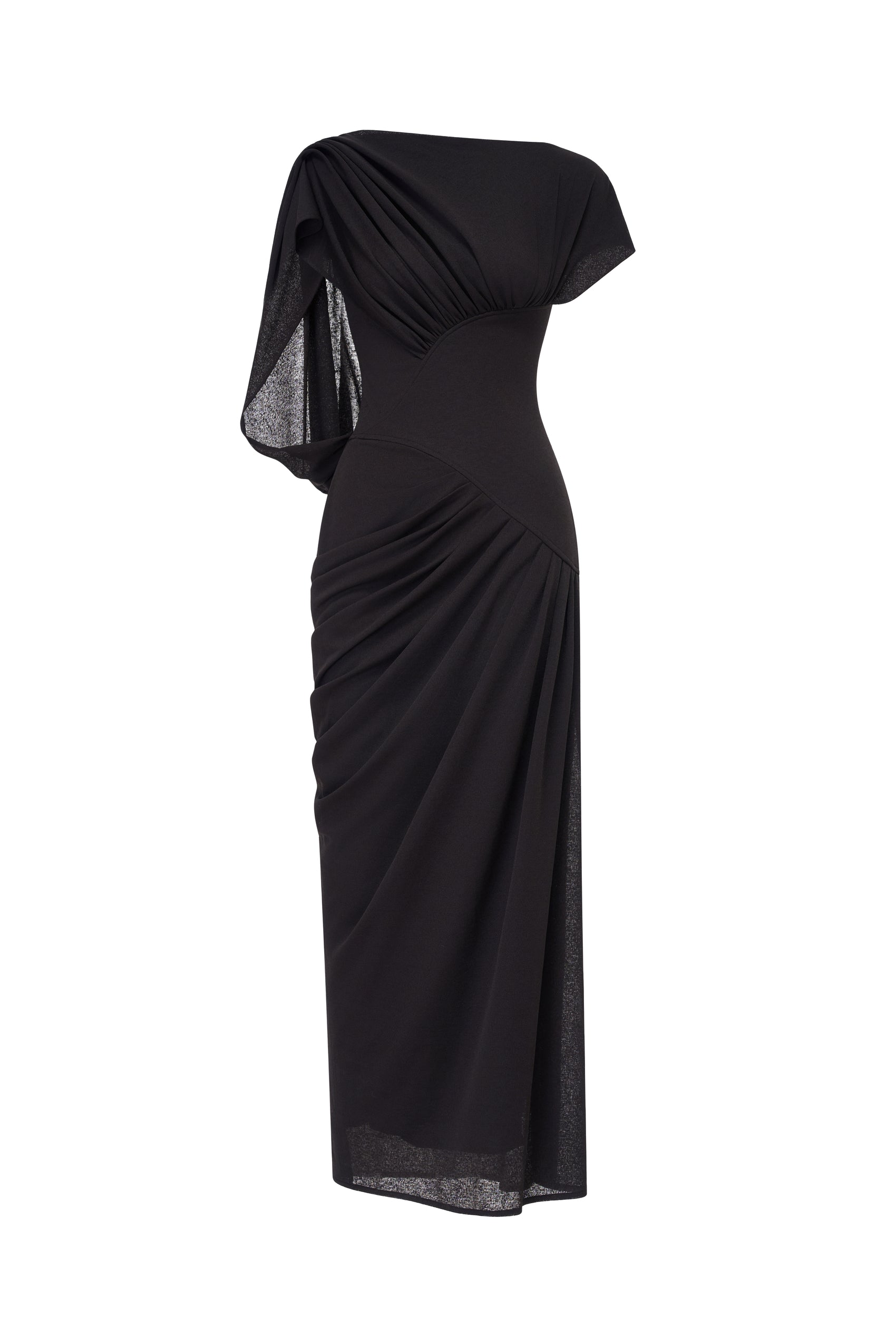 Asymmetric Draped Corset Dress in Black