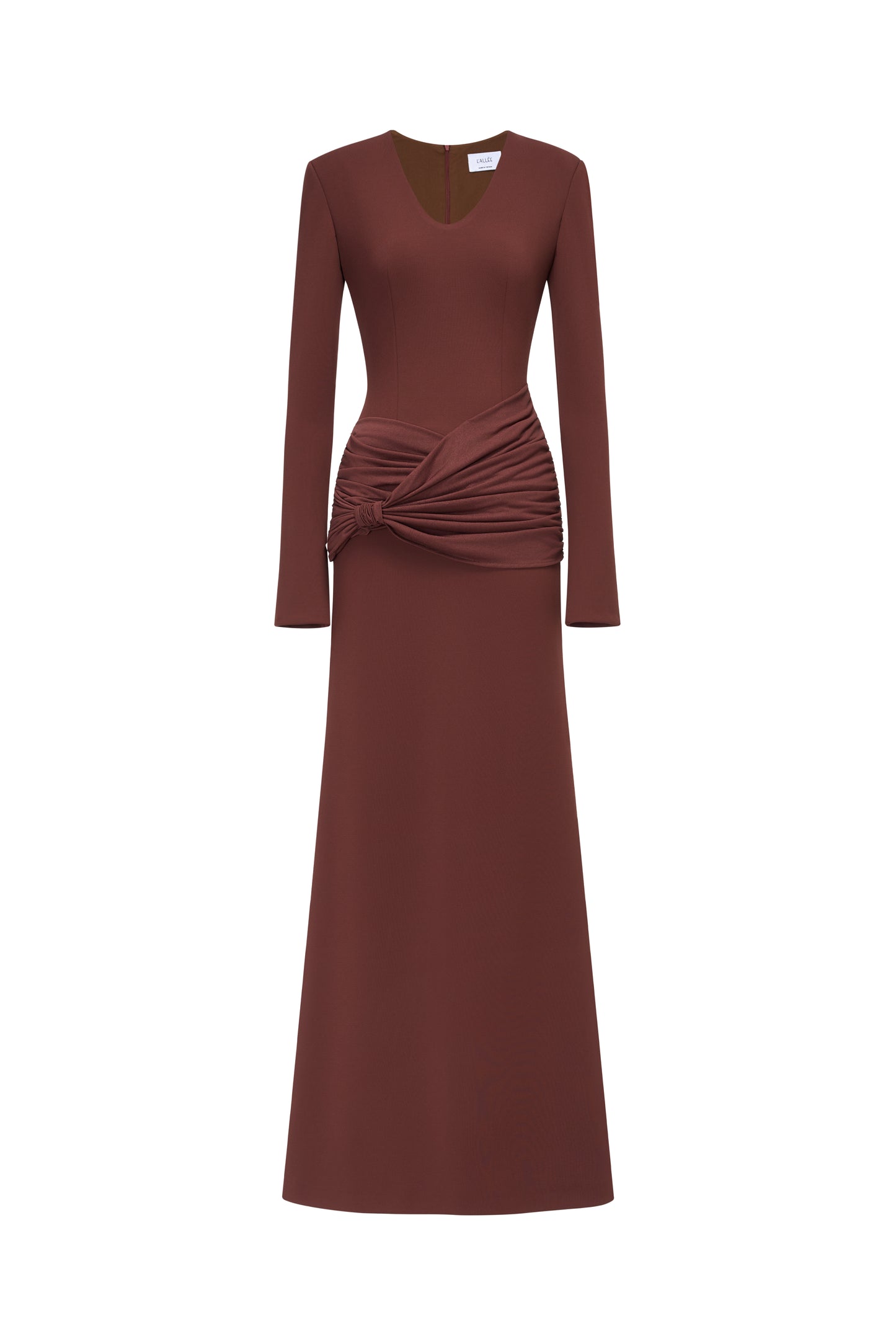 Minimal Draped-Waist Maxi Dress