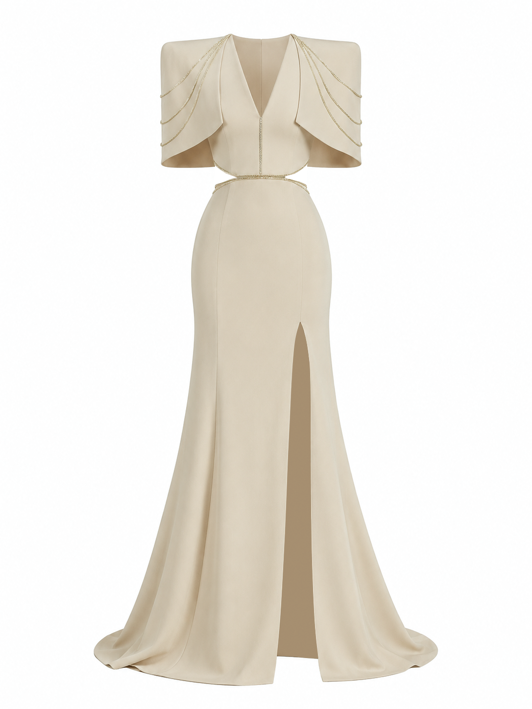 Calista Deep V-neck Fishtail Gown