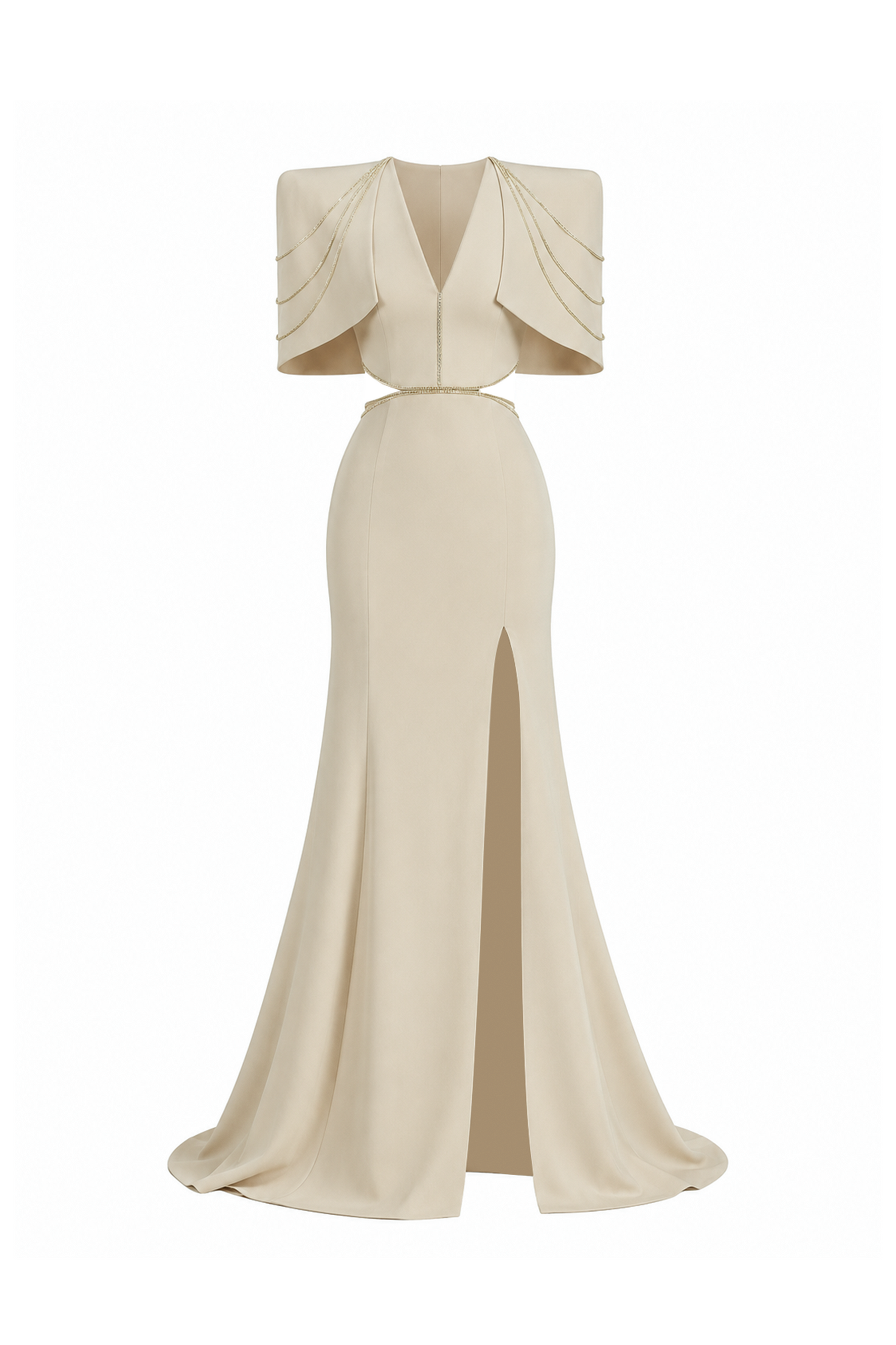 Calista Deep V-neck Fishtail Gown