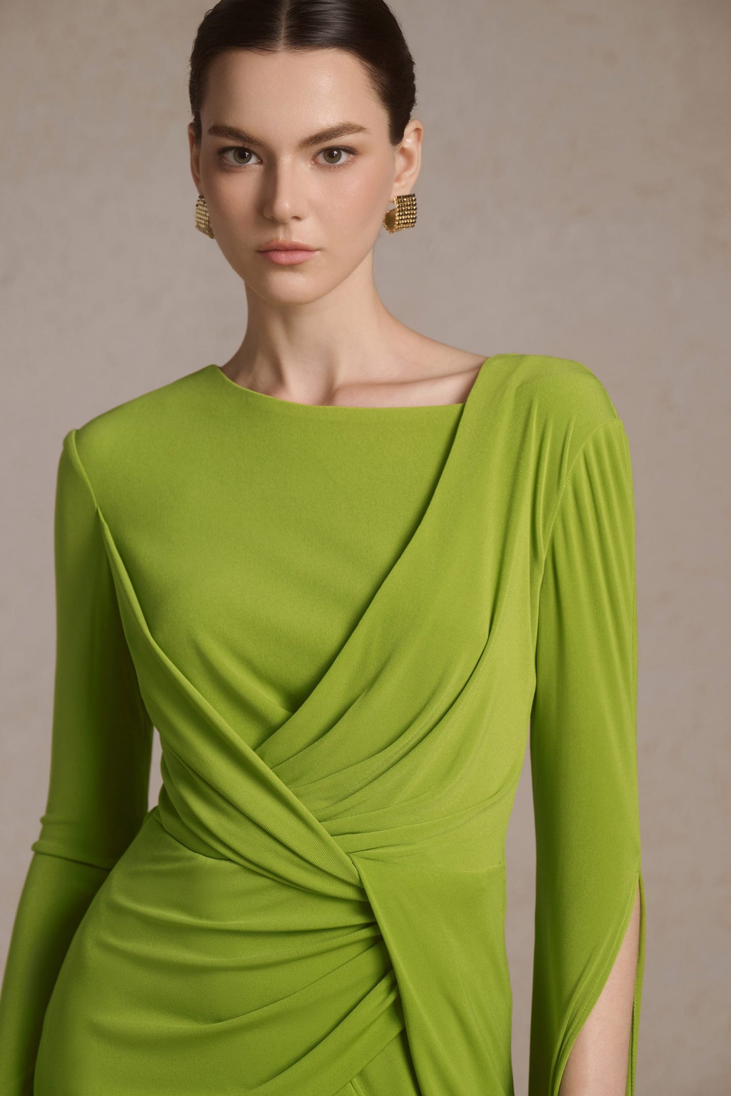 Lunara Tiered Midi in Leafed Lime image 2