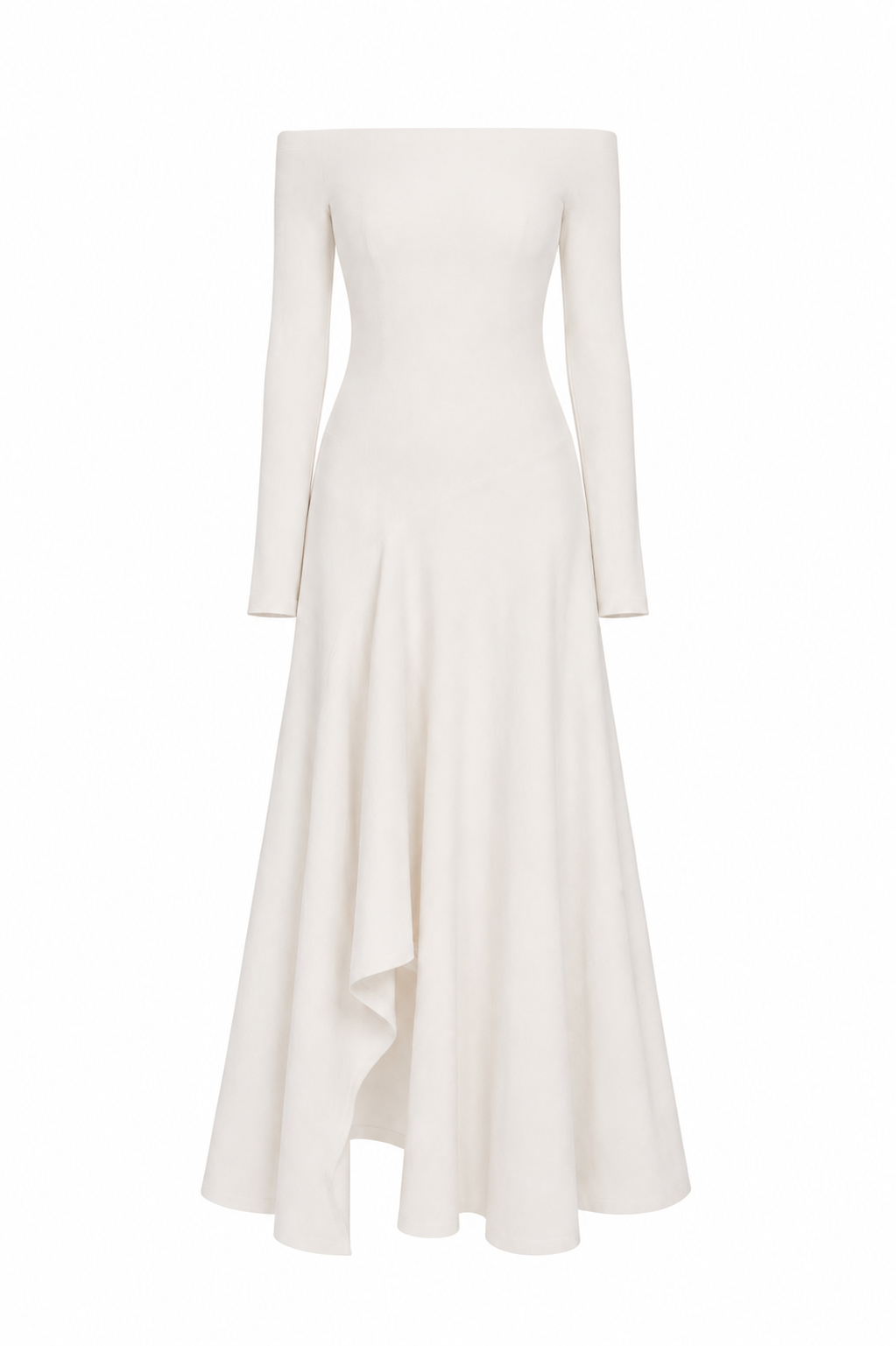 Asymmetric Off-Shoulder A-Line Midi