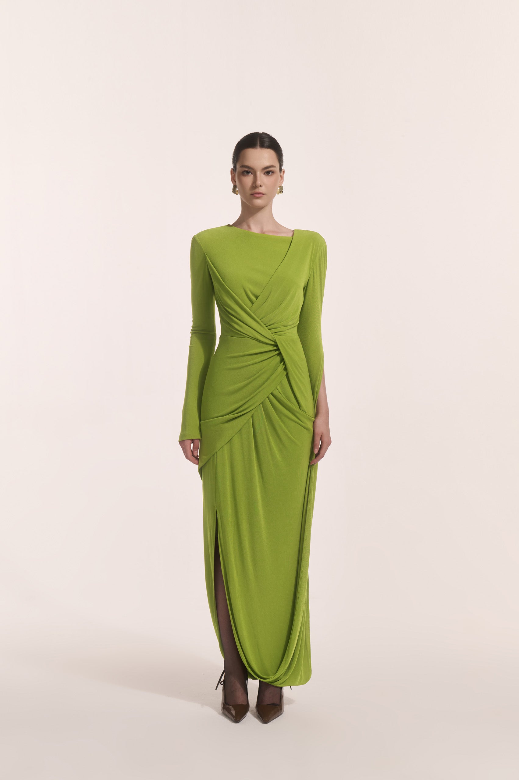 Lunara Tiered Midi in Leafed Lime image 0