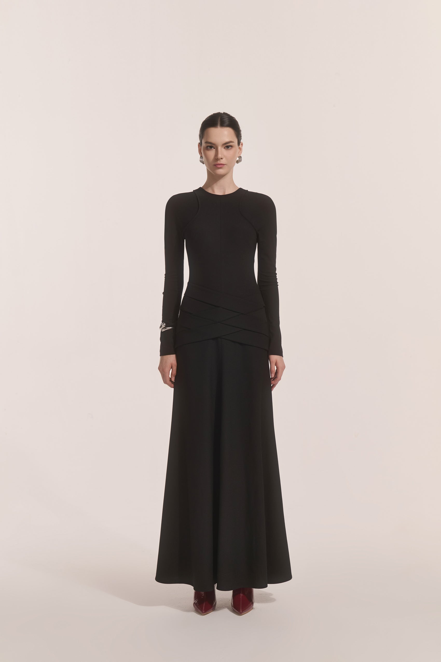 Nyra Lace-Up Midi in Black image 0