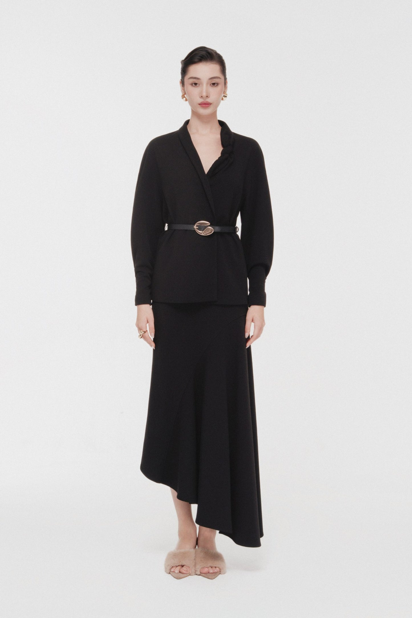 Asymmetric Bow Wrap Set in Black image 0