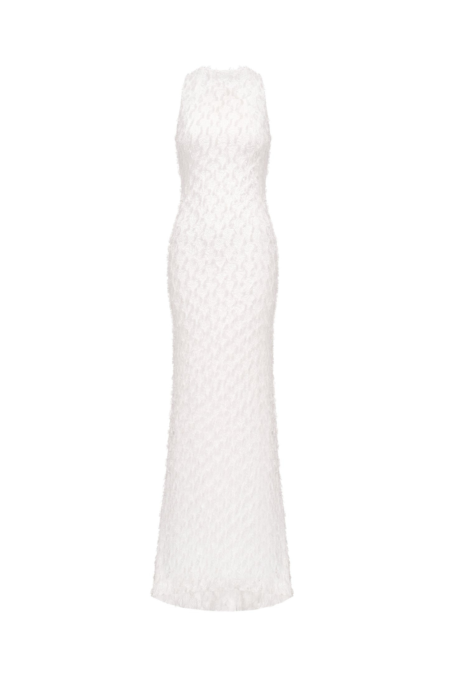 High-Neck Jacquard Maxi Dress