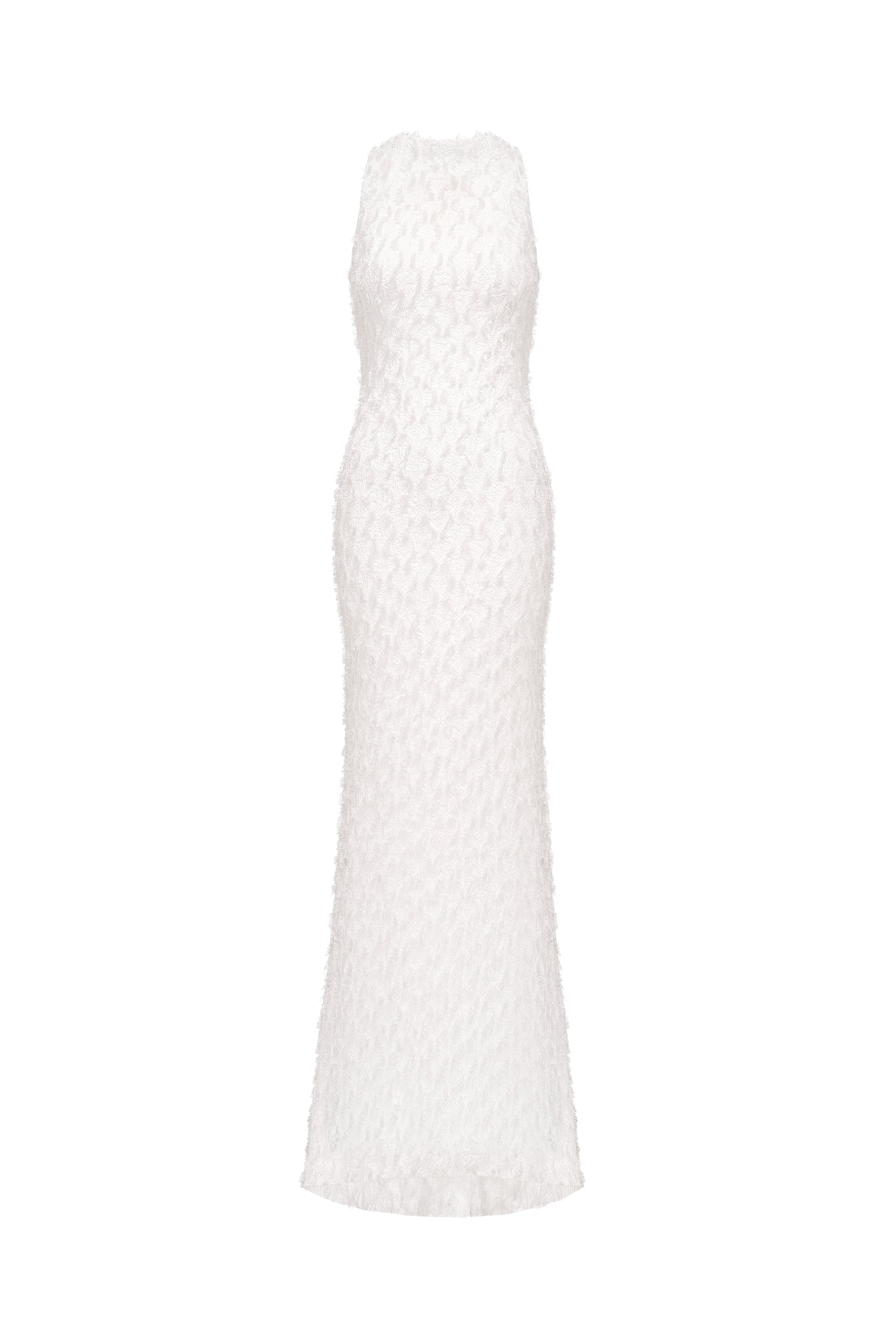 High-Neck Jacquard Maxi Dress