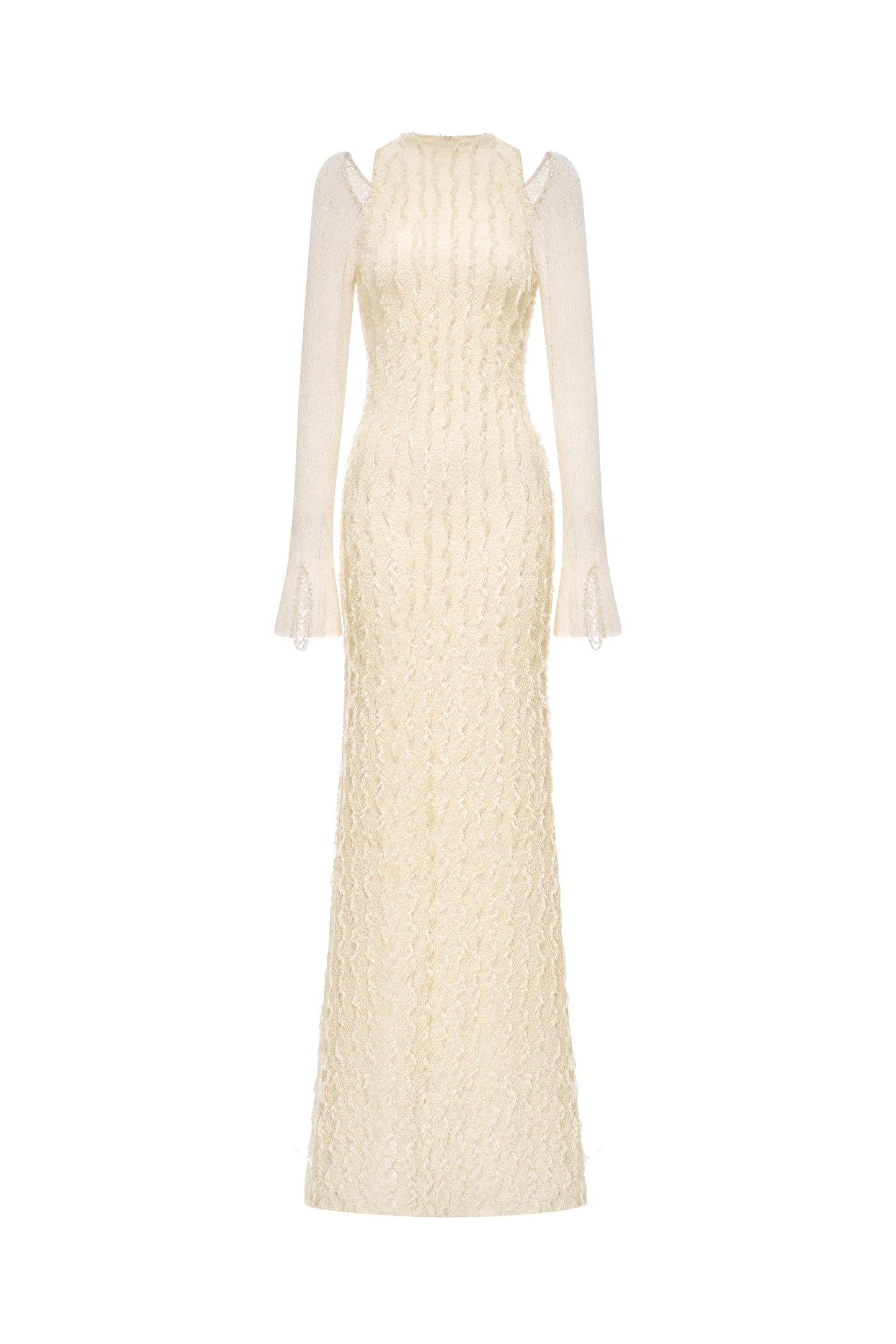 Textured 3D Feather Long Dress