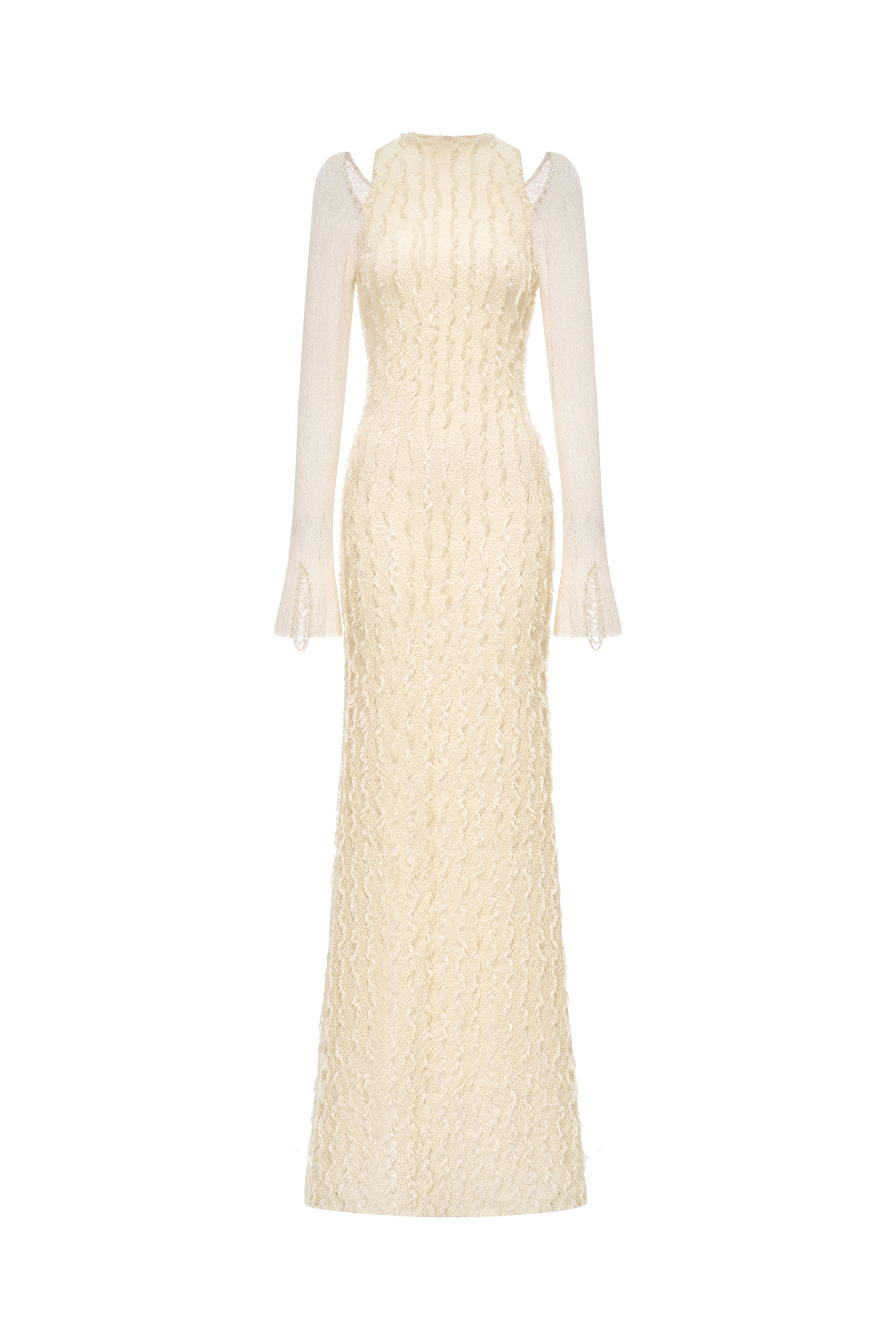 Textured 3D Feather Long Dress