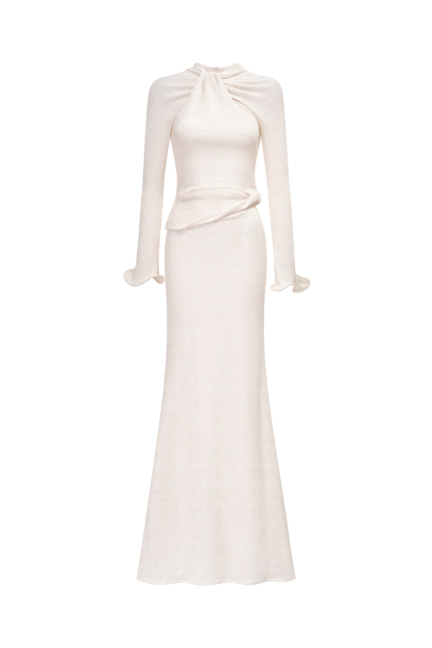 Twisted-Neck Draped Maxi Dress