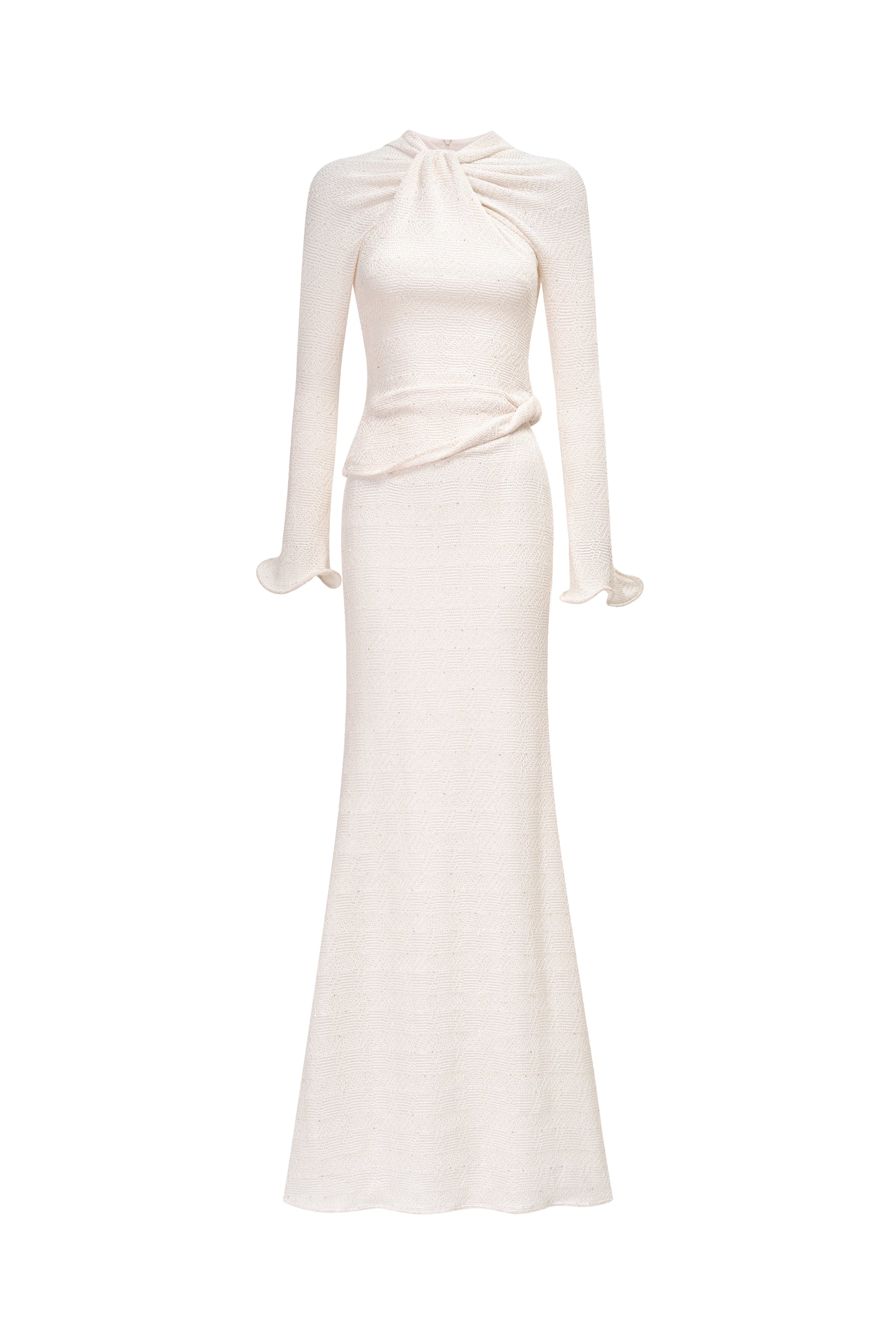 Twisted-Neck Draped Maxi Dress