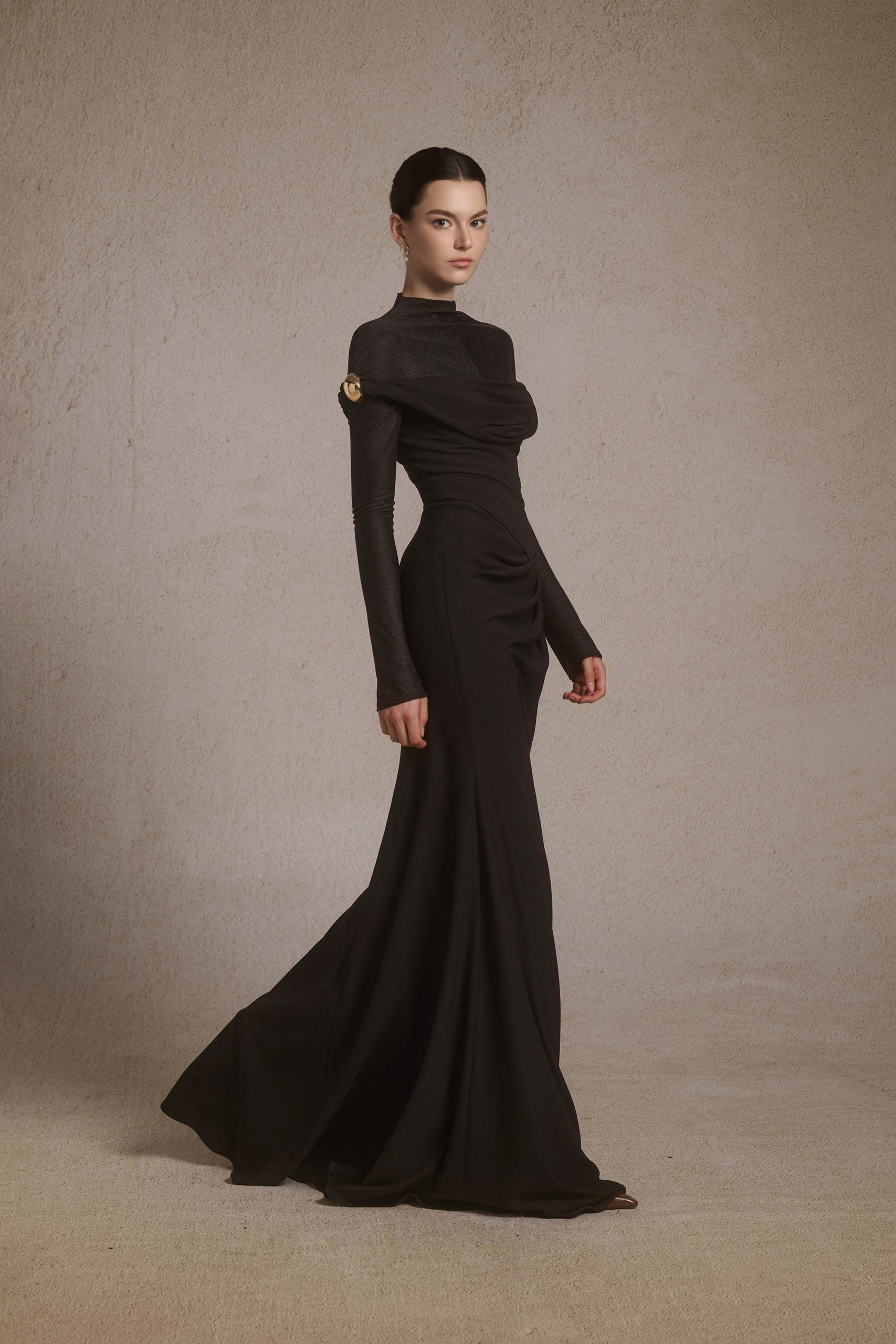 Selene Metal Twist Dress in Black image 1