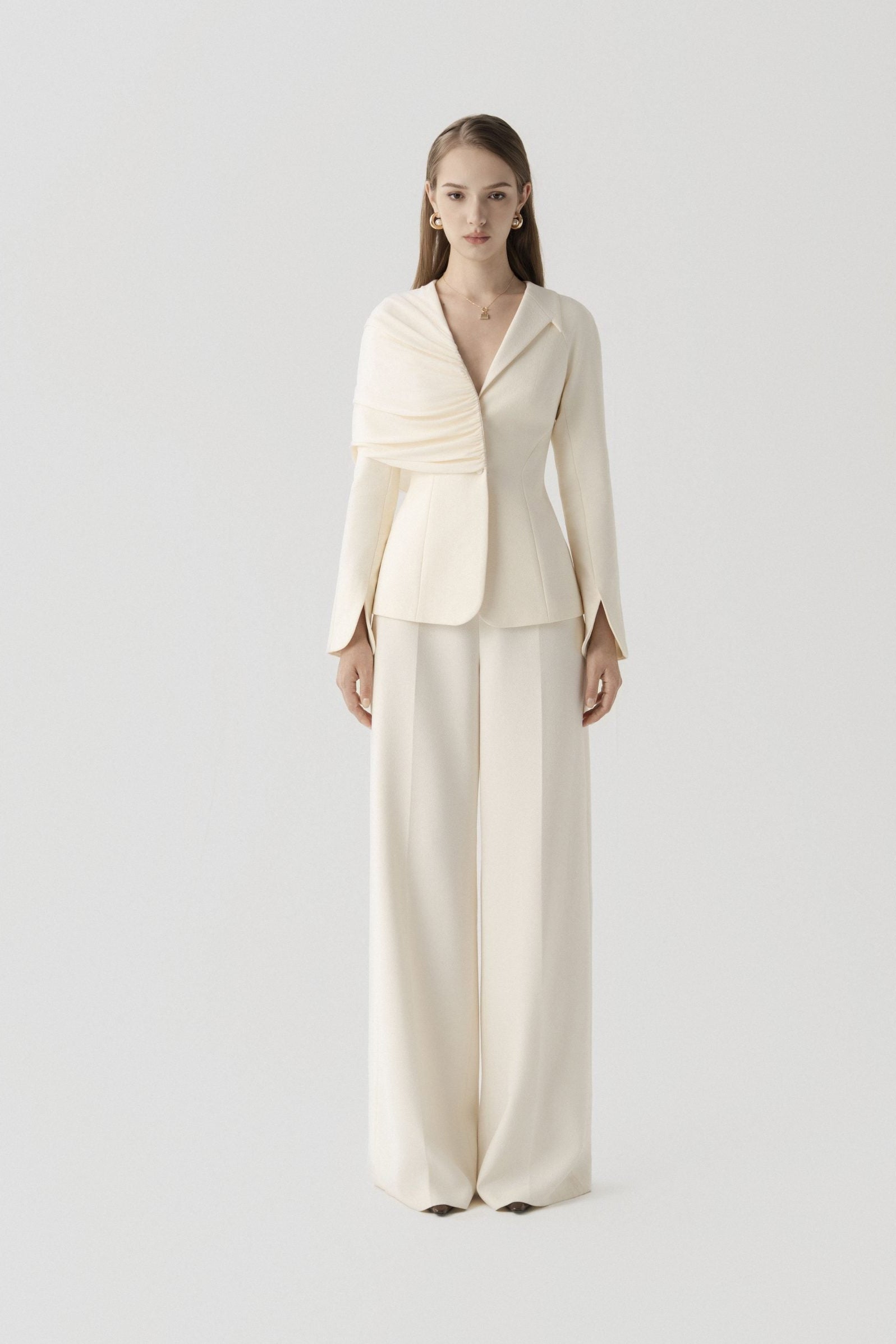 V-neck Draped Set (Blazer & Trousers) image 0