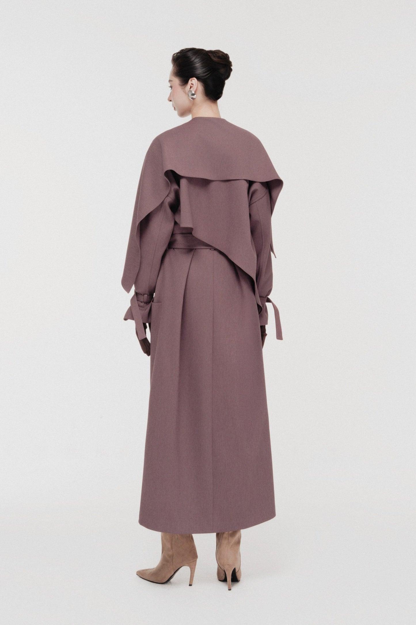 Cape-Collar Structured Trench Coat in Rose Taupe image 2