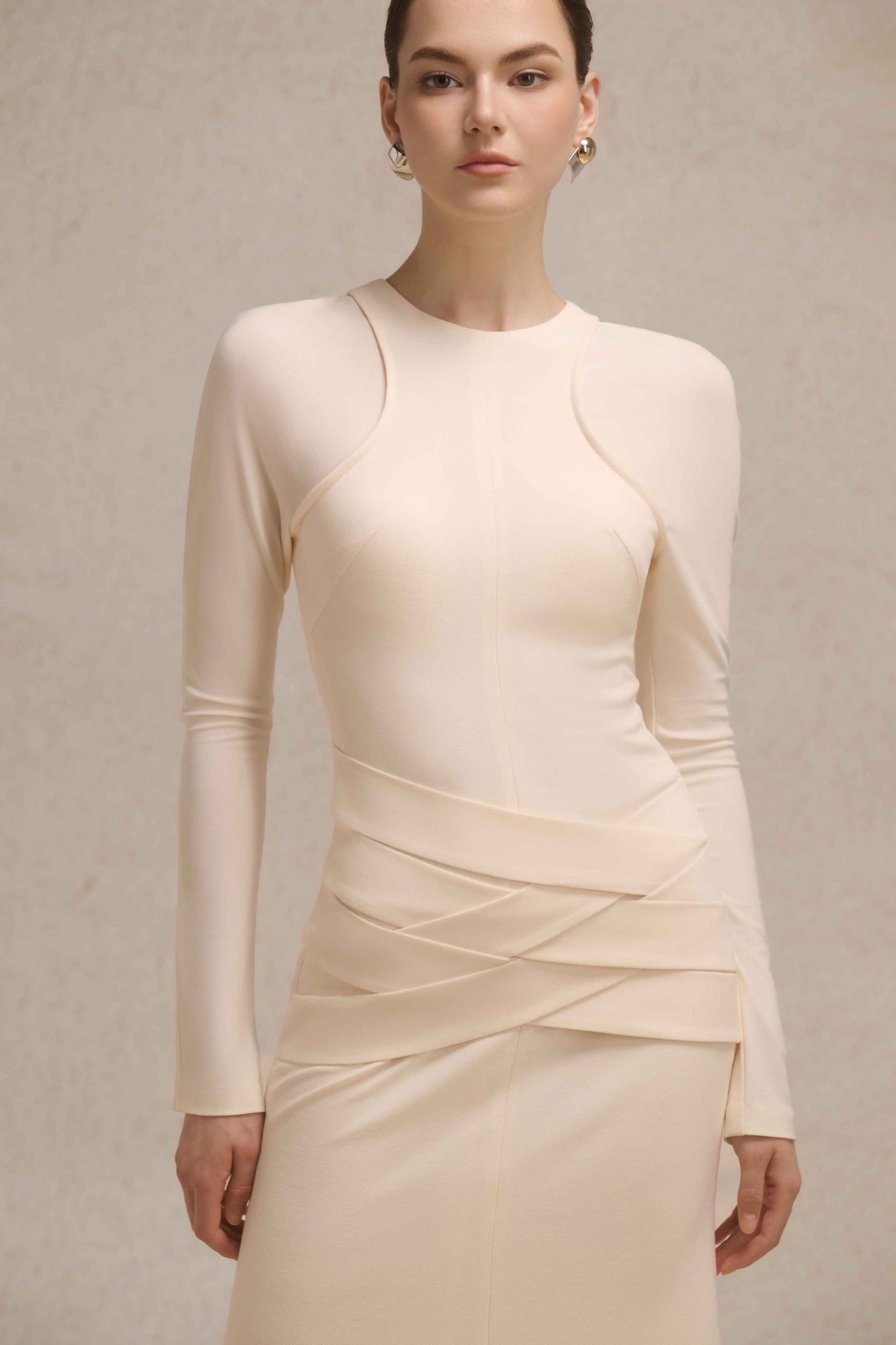Nyra Lace-Up Midi in Cream image 2