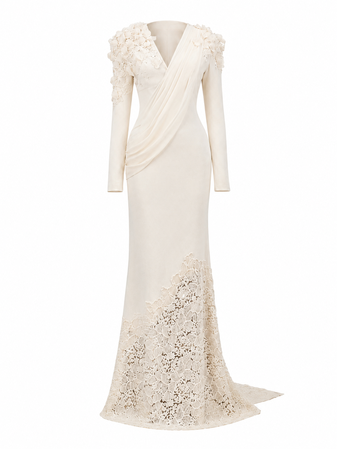 Alluring Lace-Appliqué Mermaid Gown