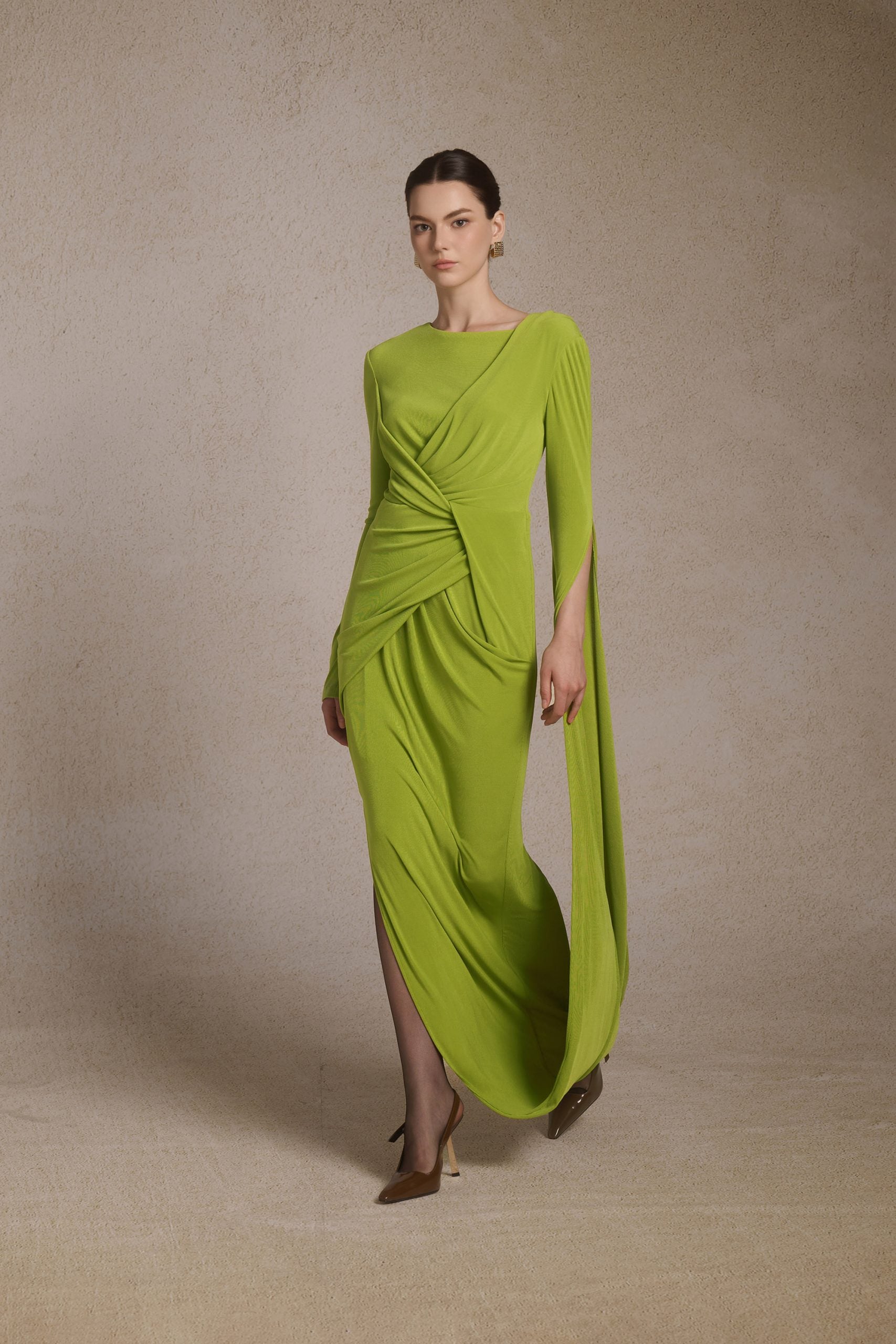 Lunara Tiered Midi in Leafed Lime image 1