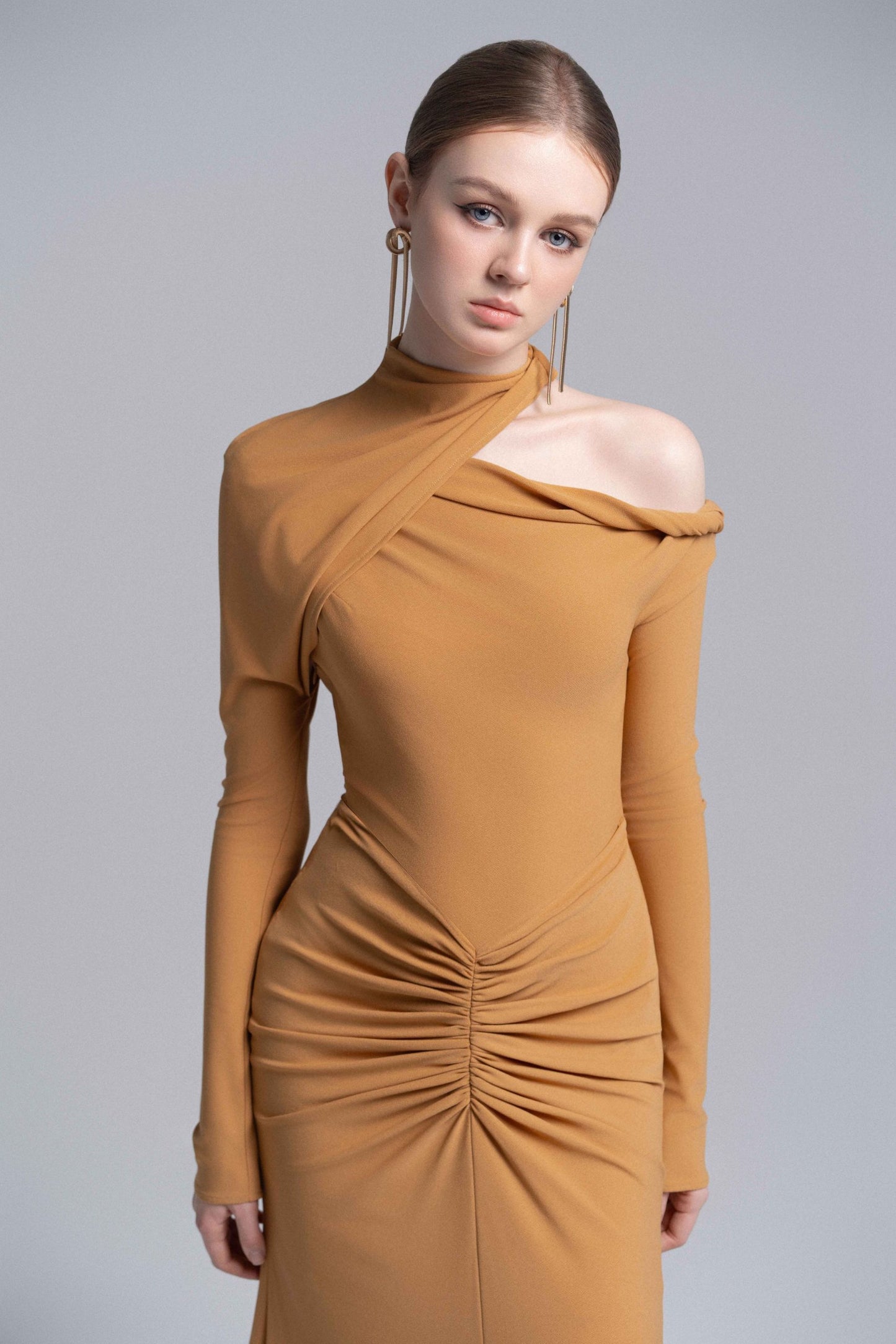 Marigold Halter Draped Dress image 2