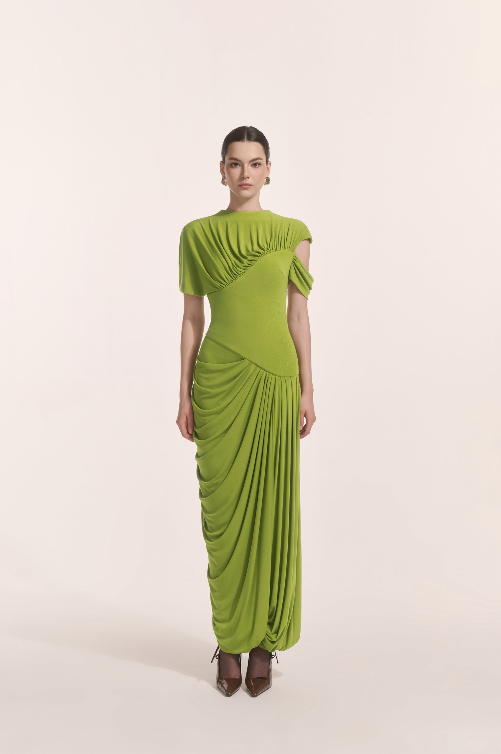 Eris Corset Dress in Leafed Lime image 0
