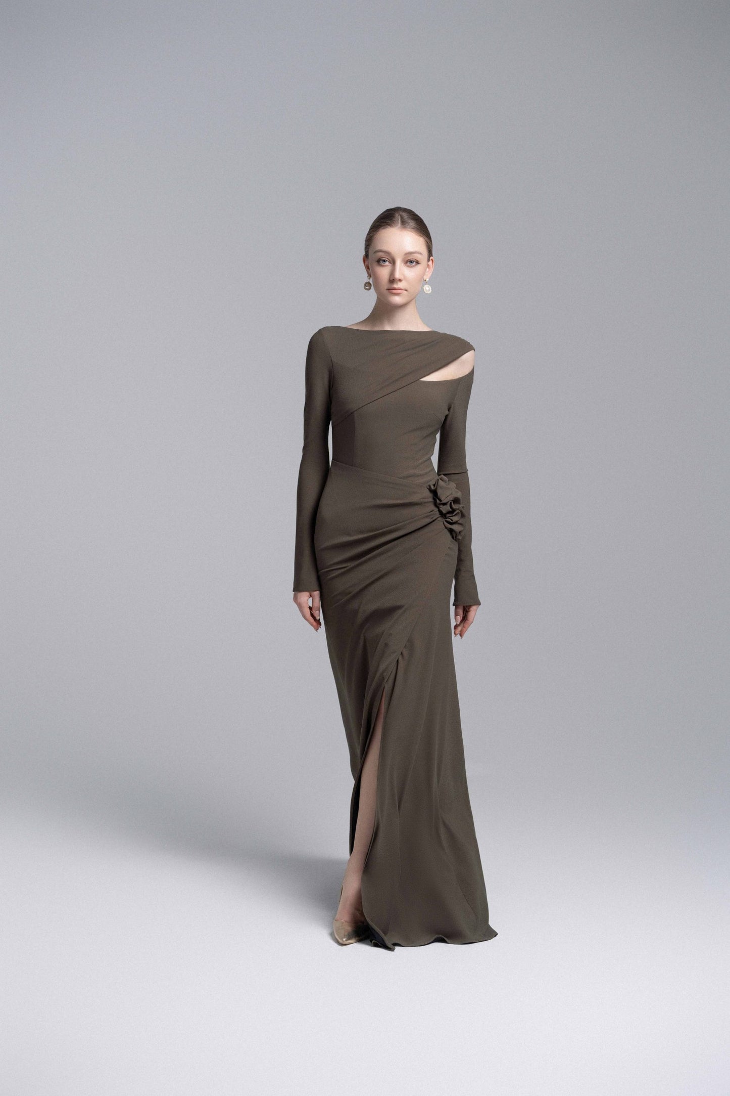 Pewter 3D Floral Mermaid Dress image 1