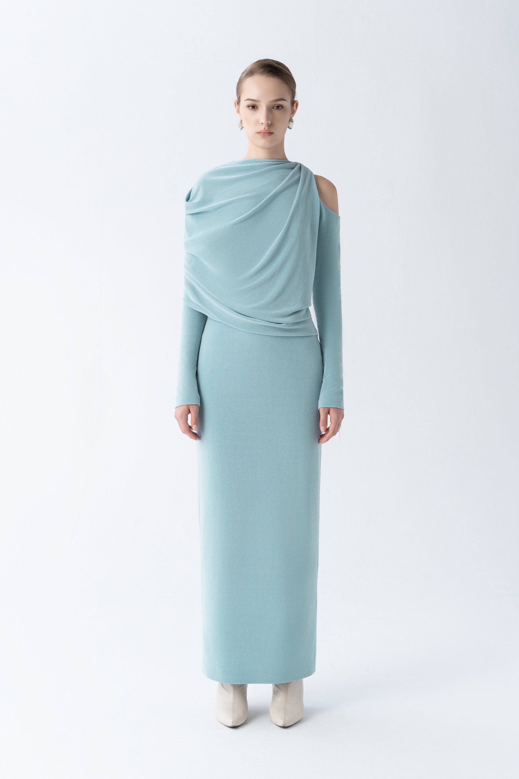 Asymmetry Whisper Midi Dress