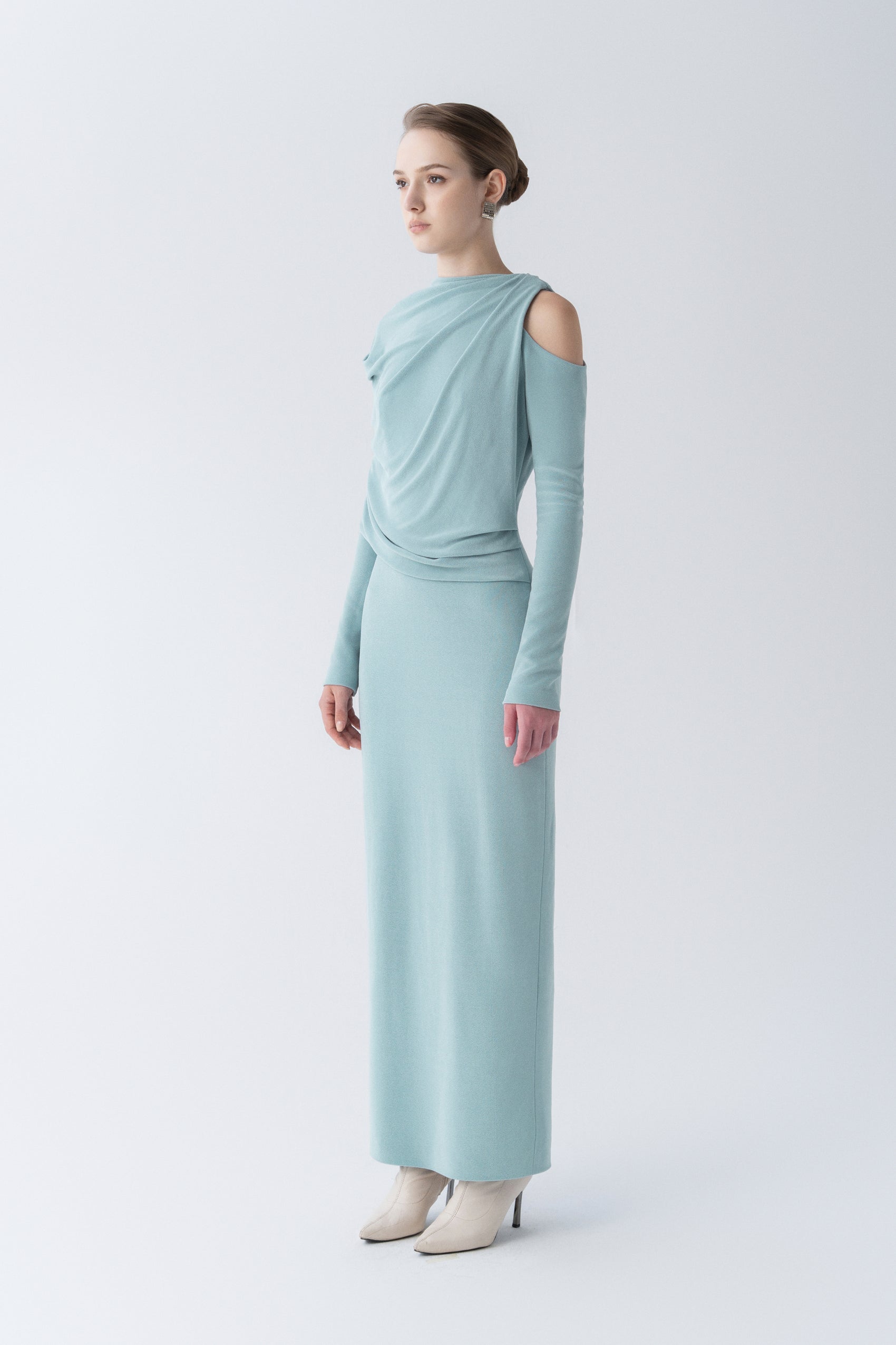 Asymmetry Whisper Midi Dress