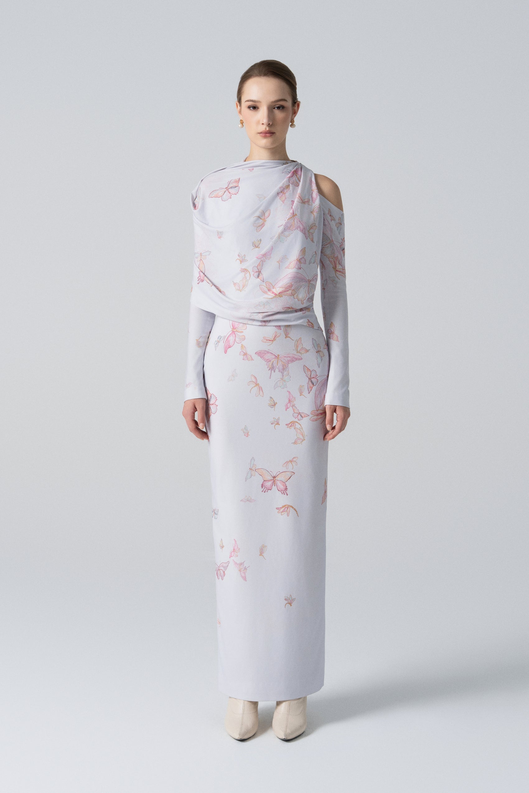 Misty Lilac Negligee Pencil Dress