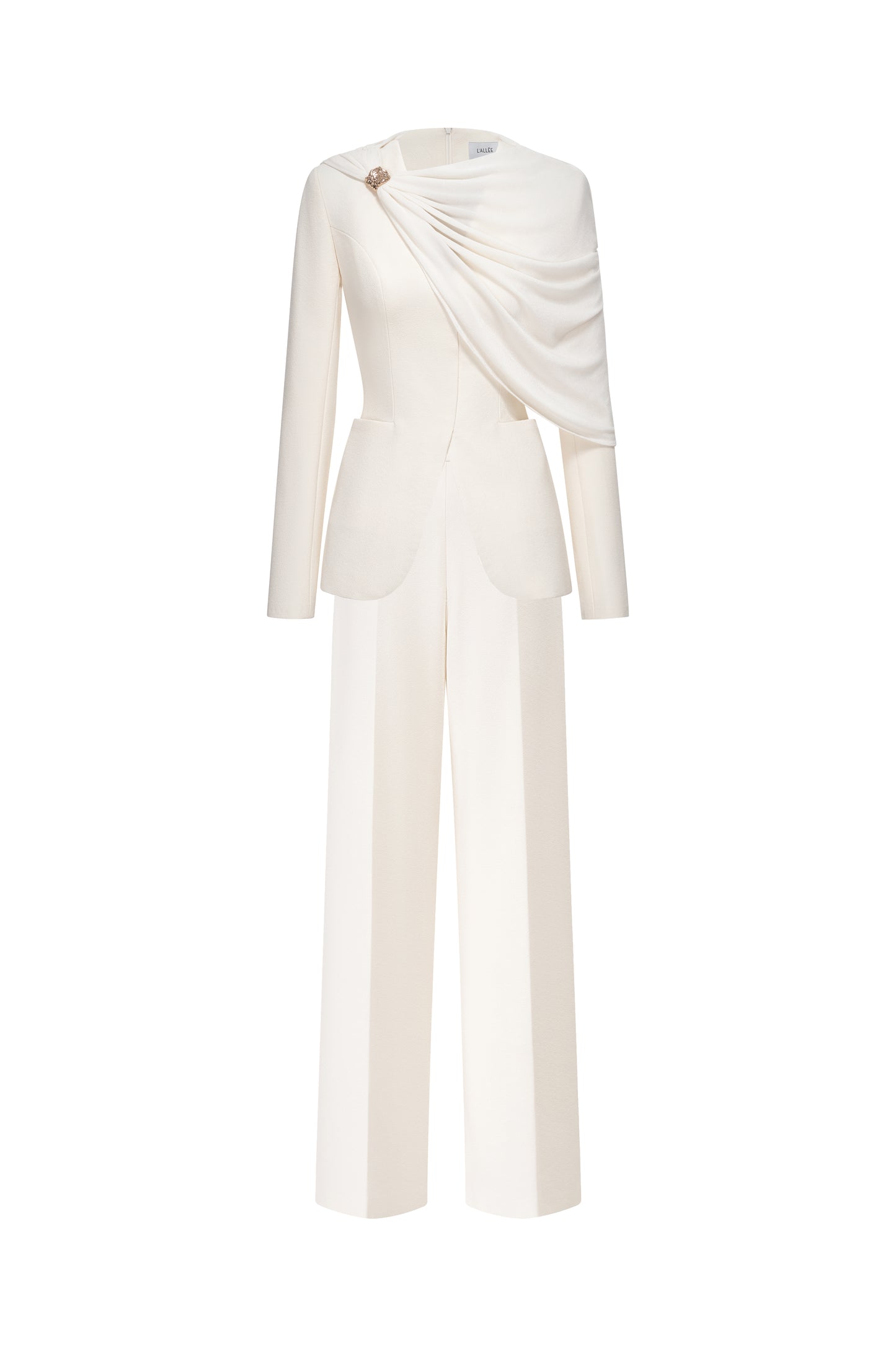 Draped Shoulder Tailored Set Design