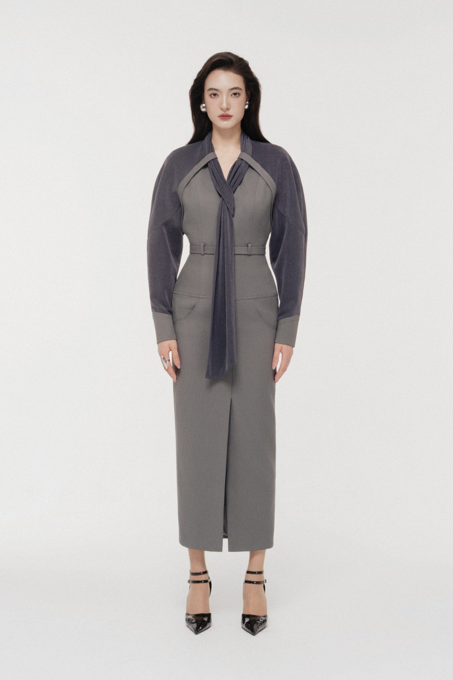 Contour Scarf-Neck Pencil Dress