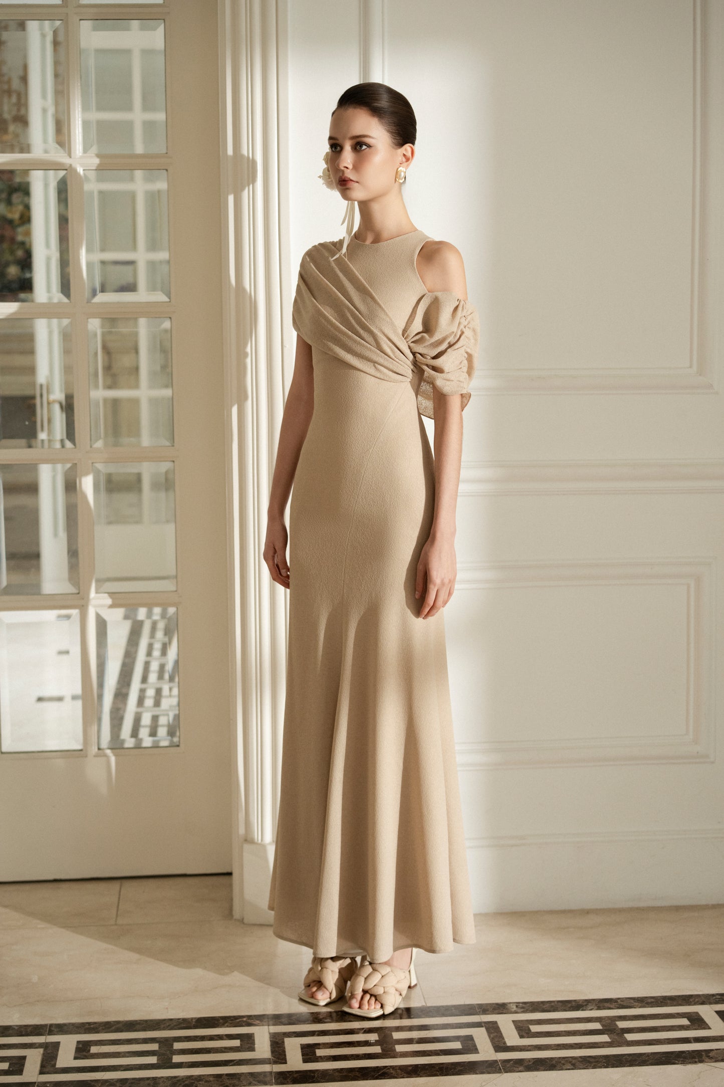 One-Shoulder Draped Mermaid Dress