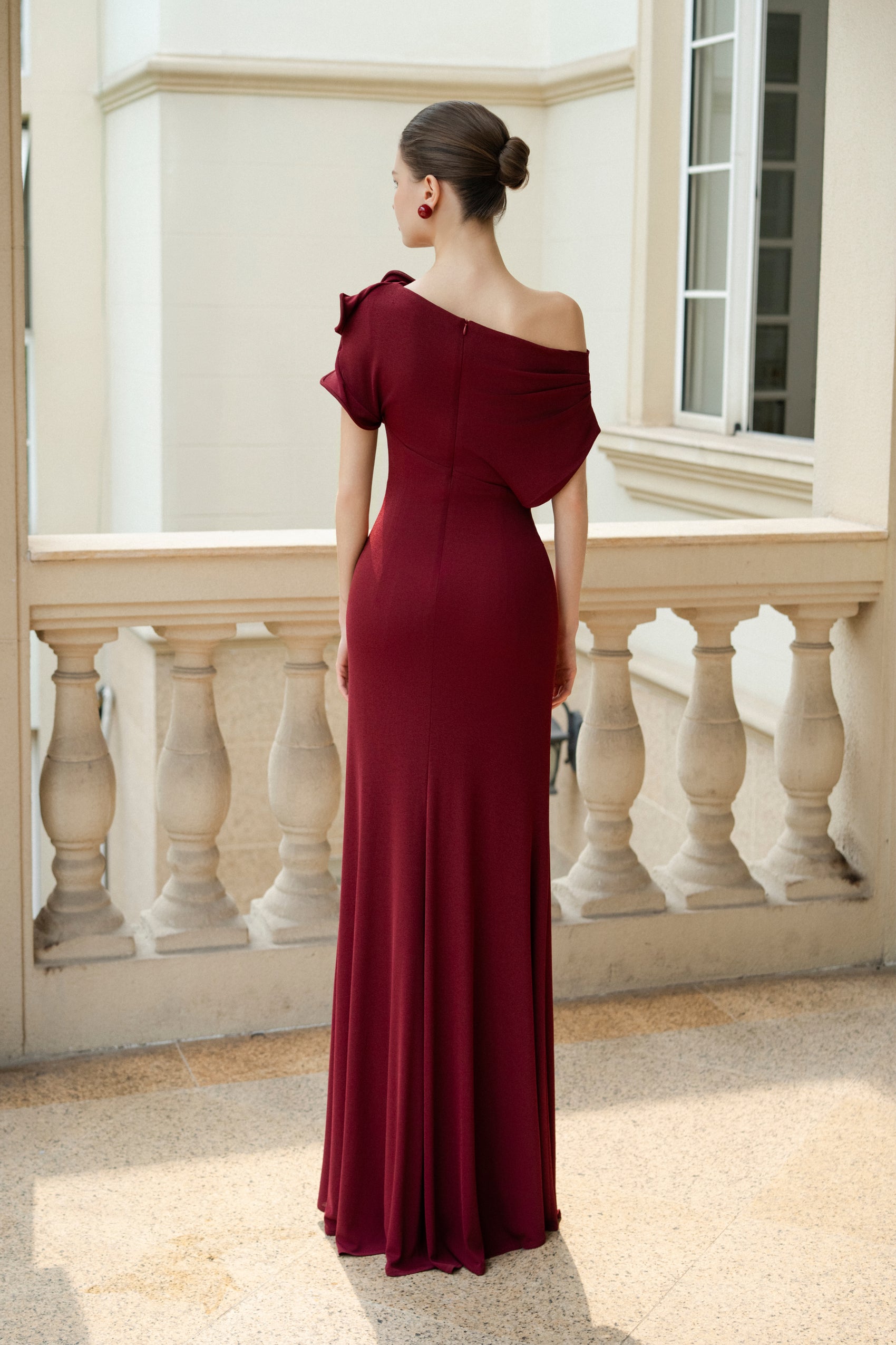 Orchid Drape Gown in Red