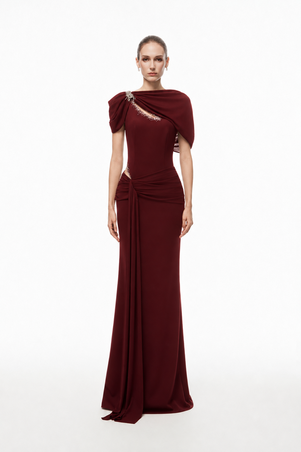 Crystal Cut-Out Draped Dress