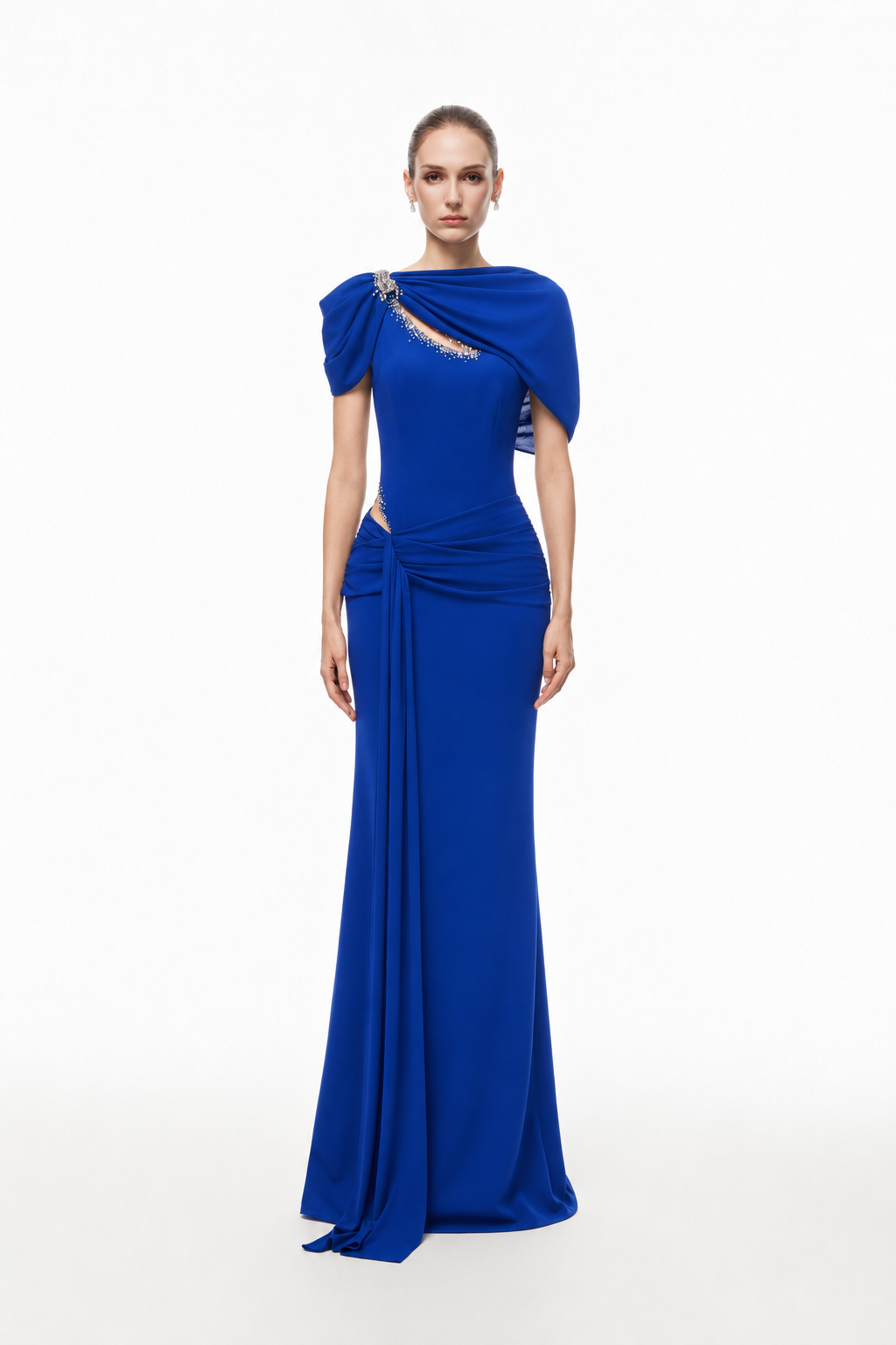 Crystal Cut-Out Draped Dress