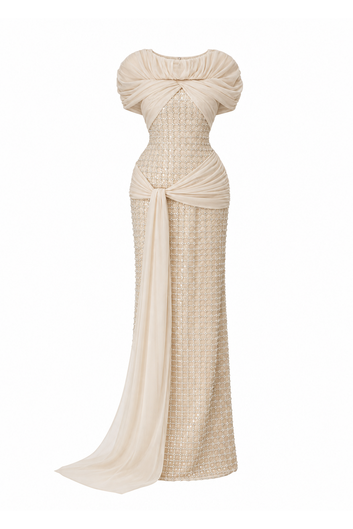 Embellished Draped Dress