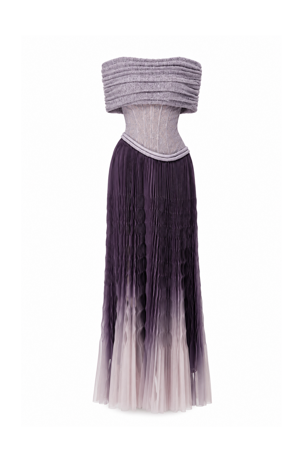 Ombre Pleated Corset Maxi Dress
