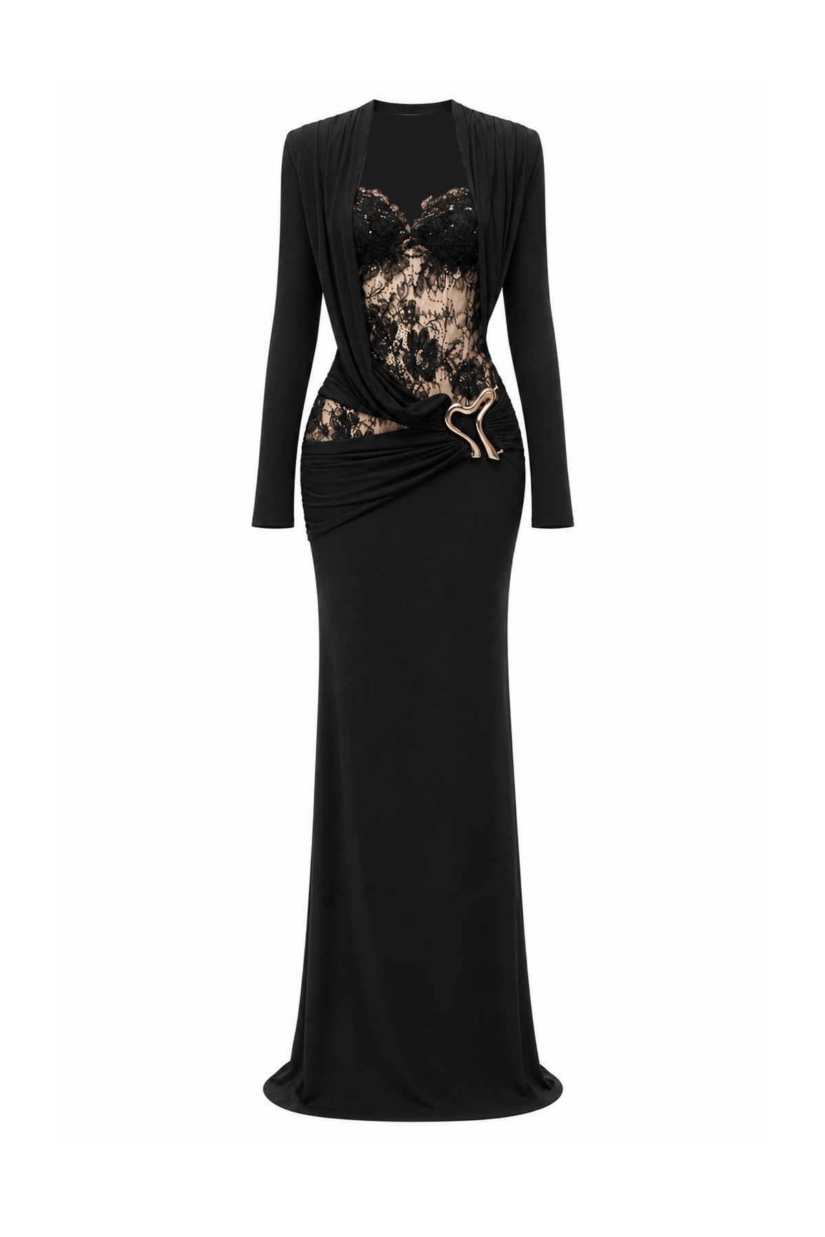 Lace Bodice Draped Grown