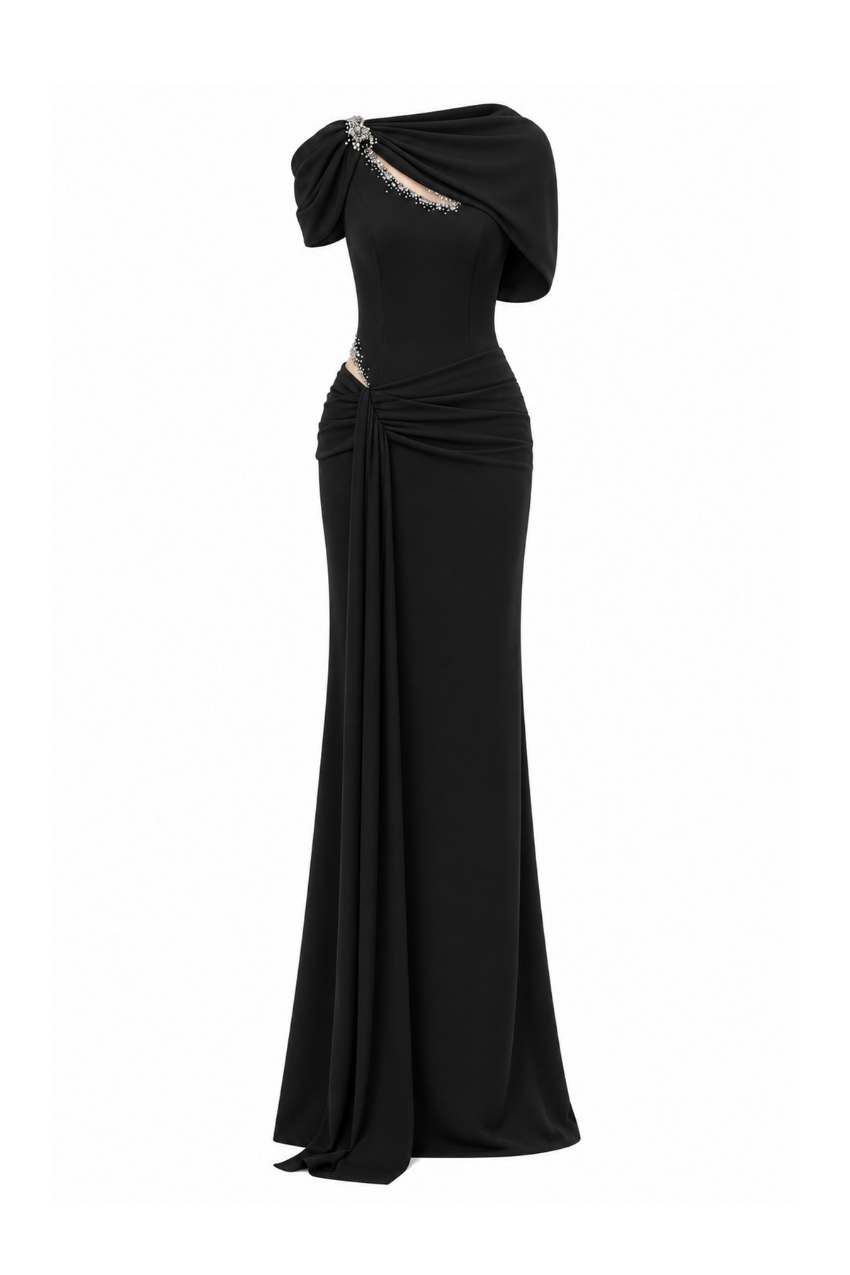 Crystal Cut-Out Draped Dress