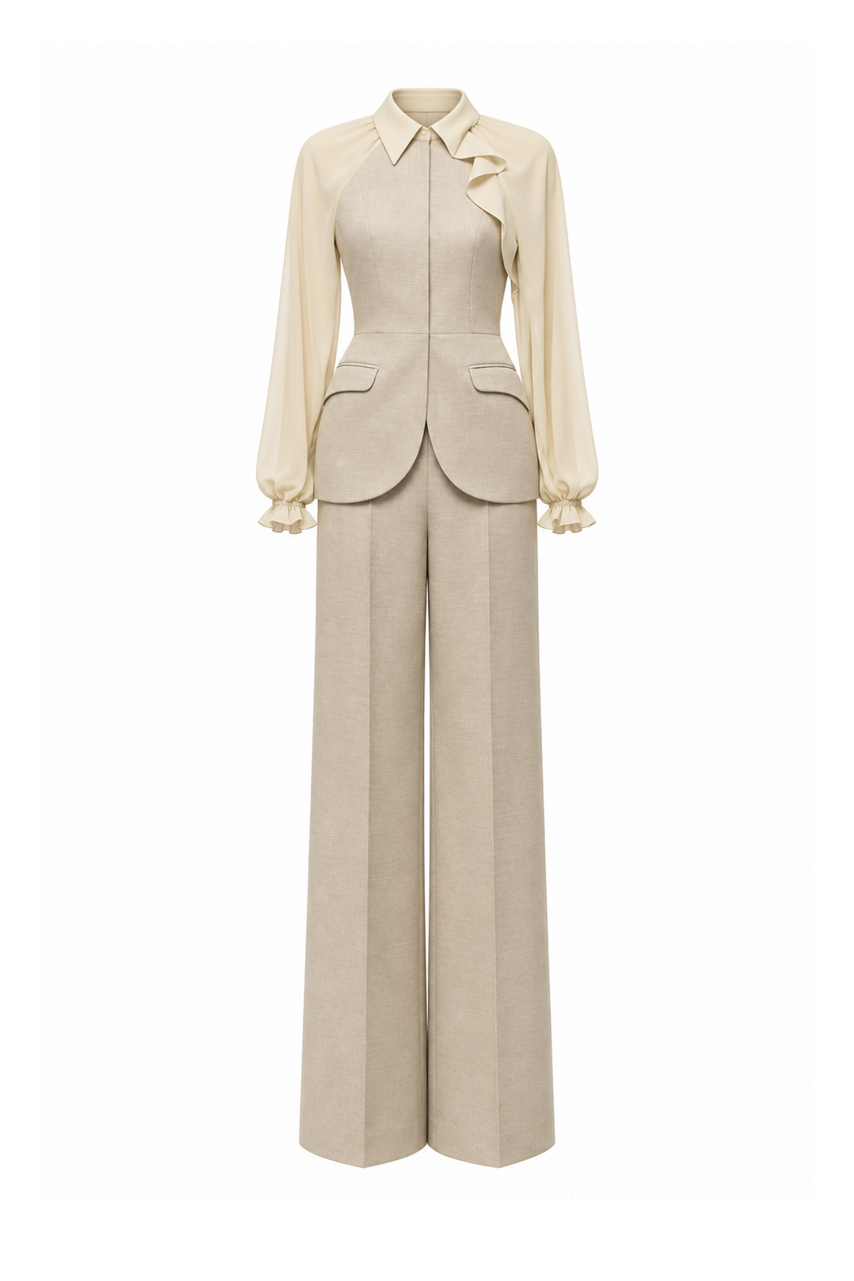Sleeveless Tailored Set Design