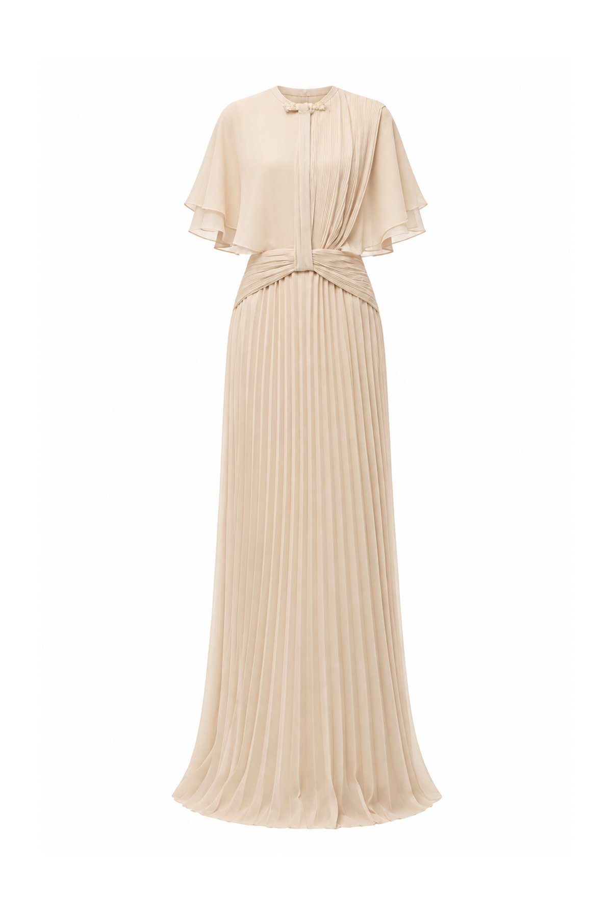 Pleated Chiffon Maxi Dress